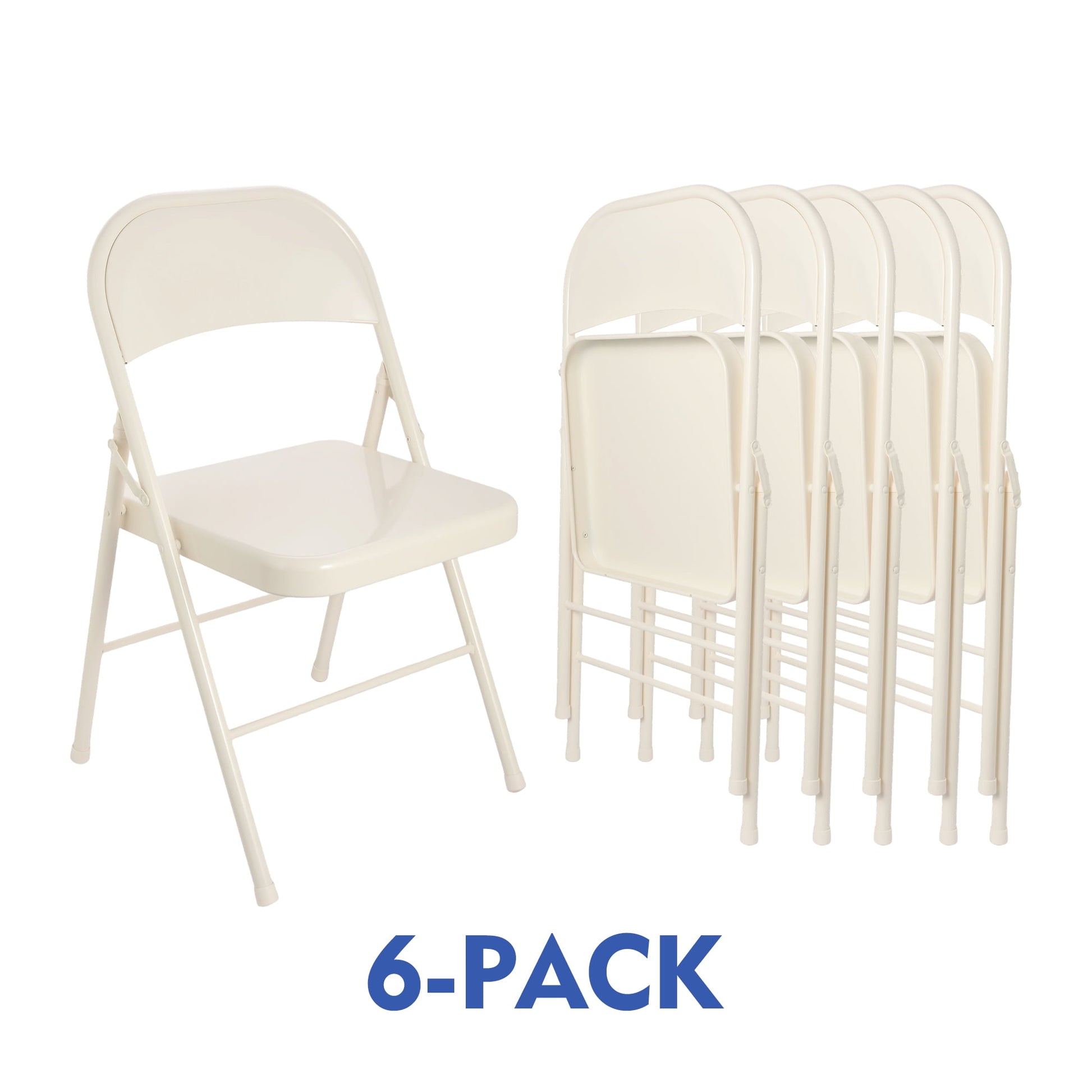 Mainstays All-Steel Metal Folding Chair, Cream (Set of 6)