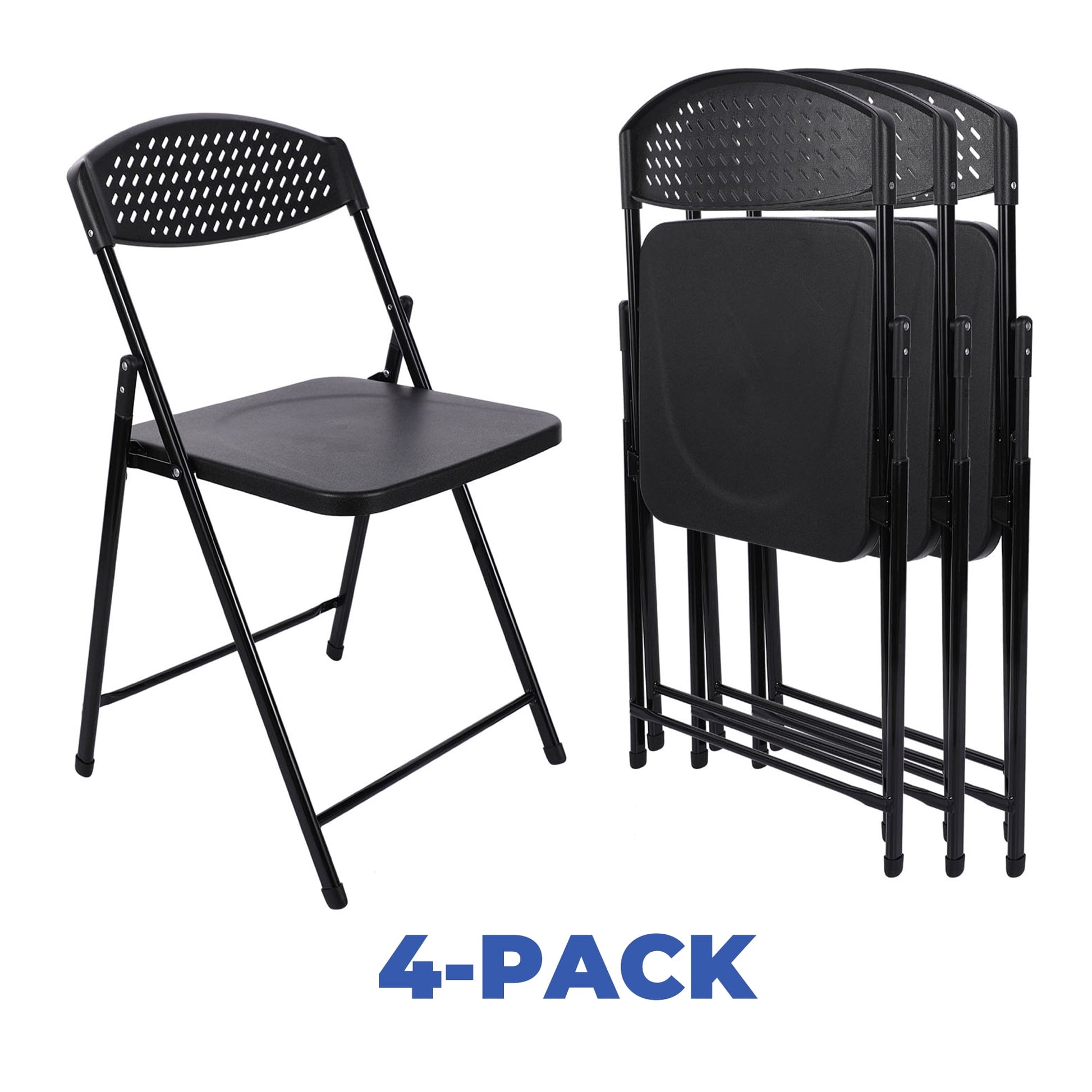 Mainstays Furniture Steel Banquet Folding Chairs Light-Weight Plastic Chairs,White (Set of 4)