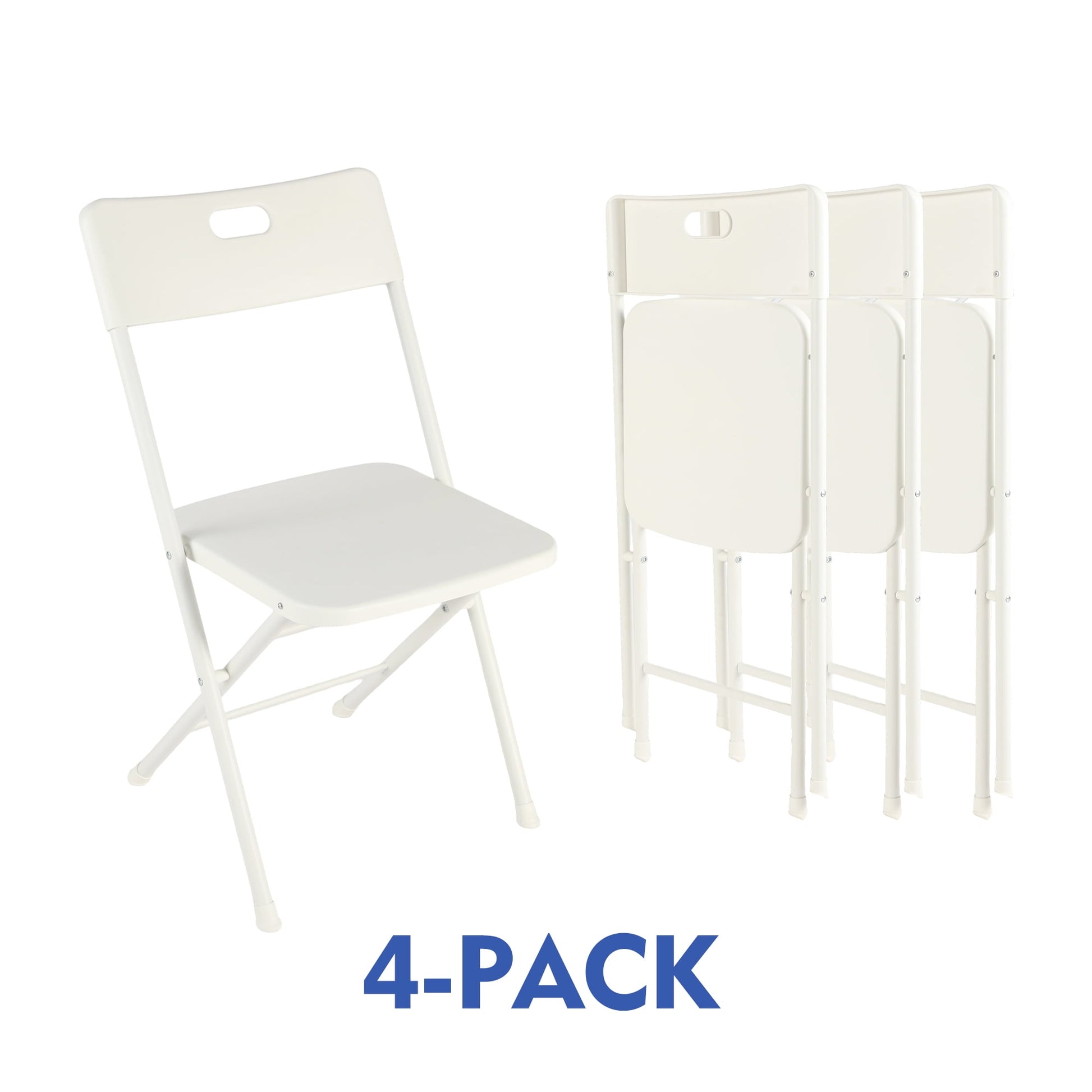 Mainstays Resin Folding Chair with Carry Handle, White (Set of 4)