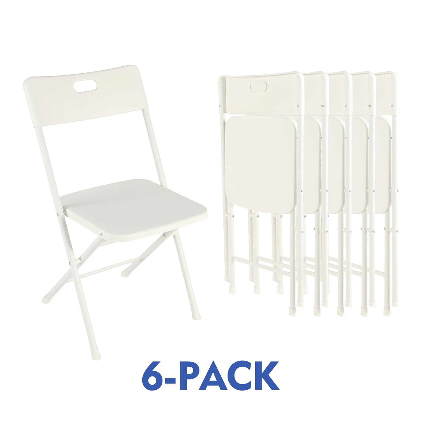Mainstays Resin Folding Chair,White (Set of 6)