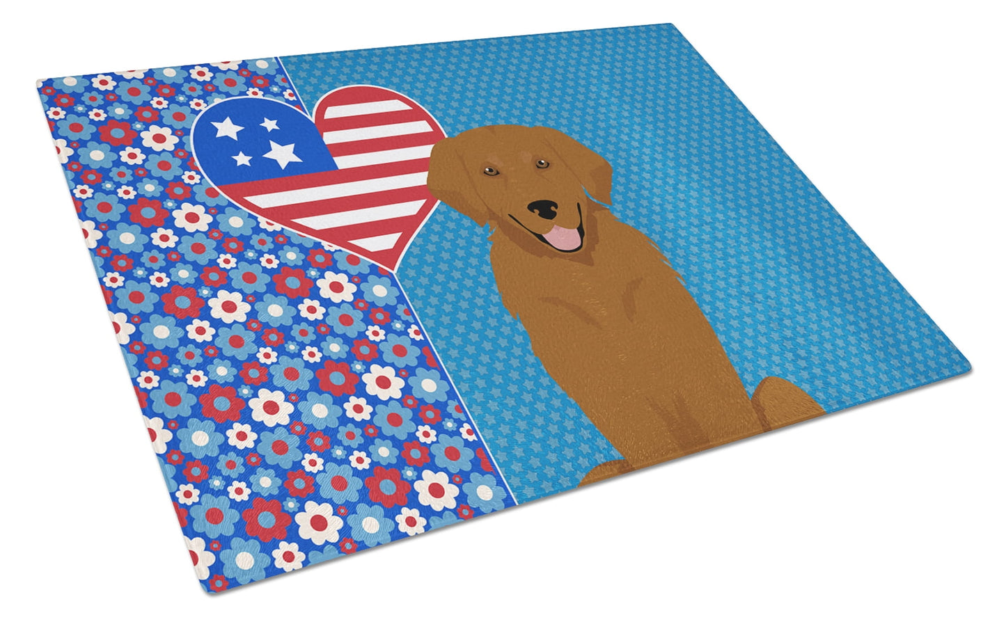 Mahogany Golden Retriever Glass Cutting Board Large 12 in x 15 in