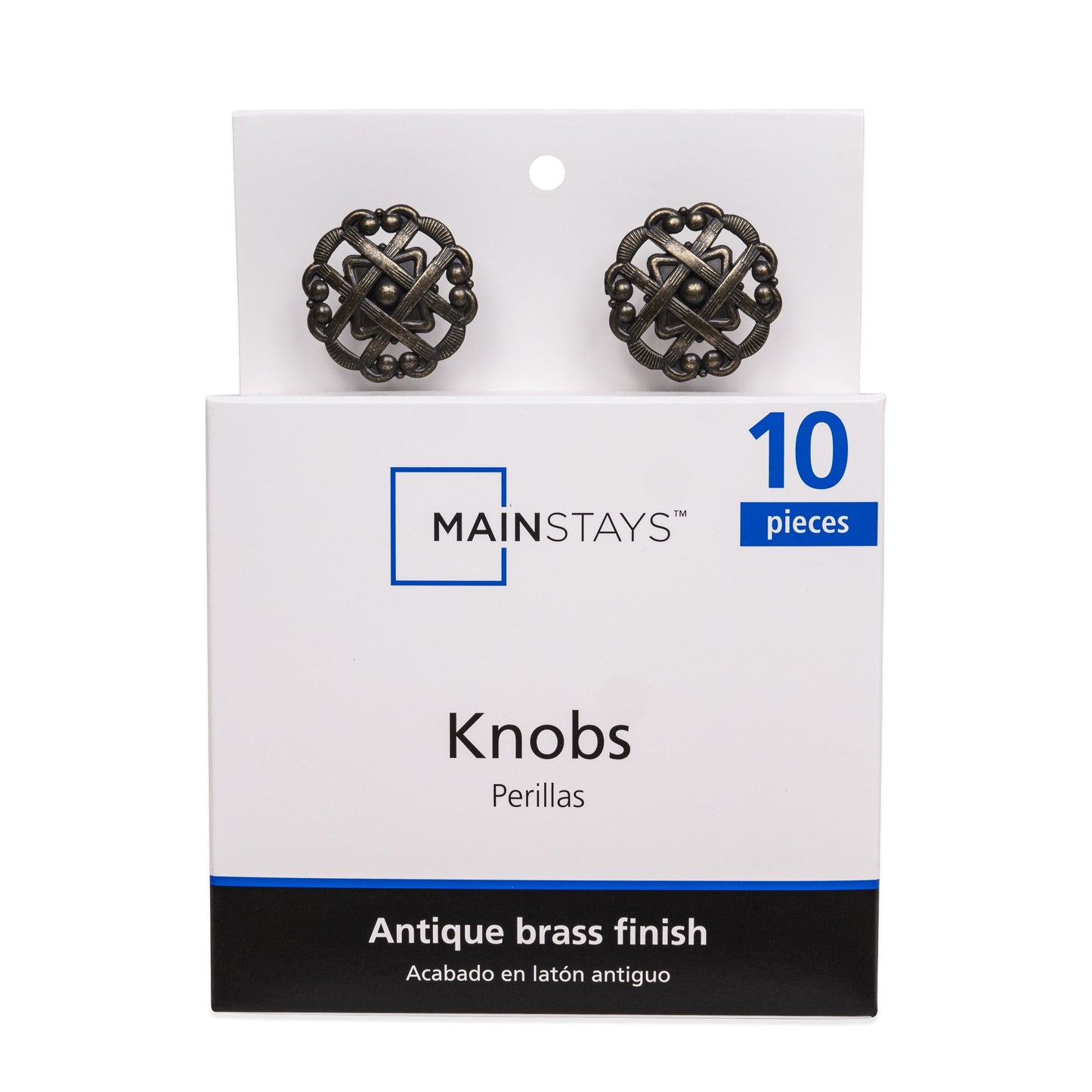 Mainstays Perilla de Gabinete Tejida de 1-10/16" (41mm), LatÃ³n Antiguo, Paquete de 10