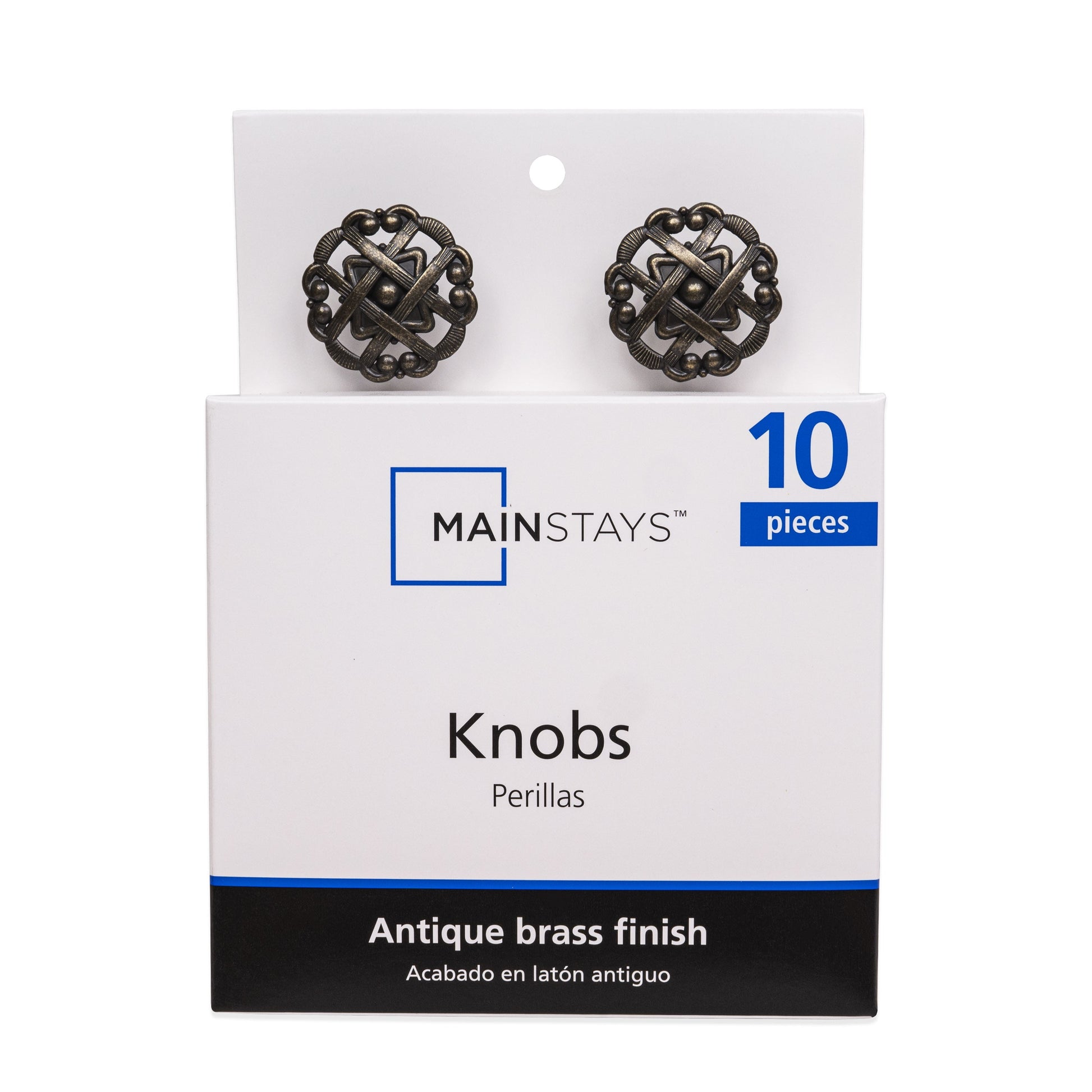 Mainstays Perilla de Gabinete Tejida de 1-10/16" (41mm), LatÃ³n Antiguo, Paquete de 10