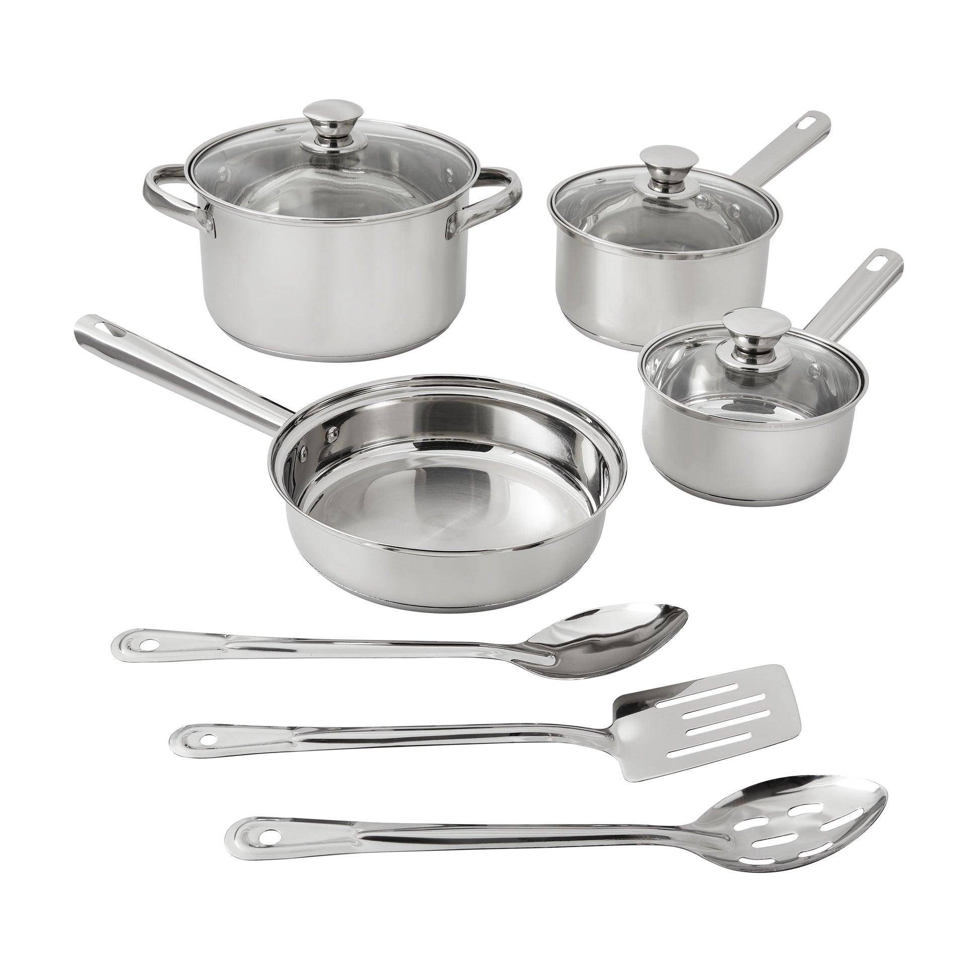 Mainstays 10 Piece Nonstick Stainless Stee Pots and Pansl Cookware Set