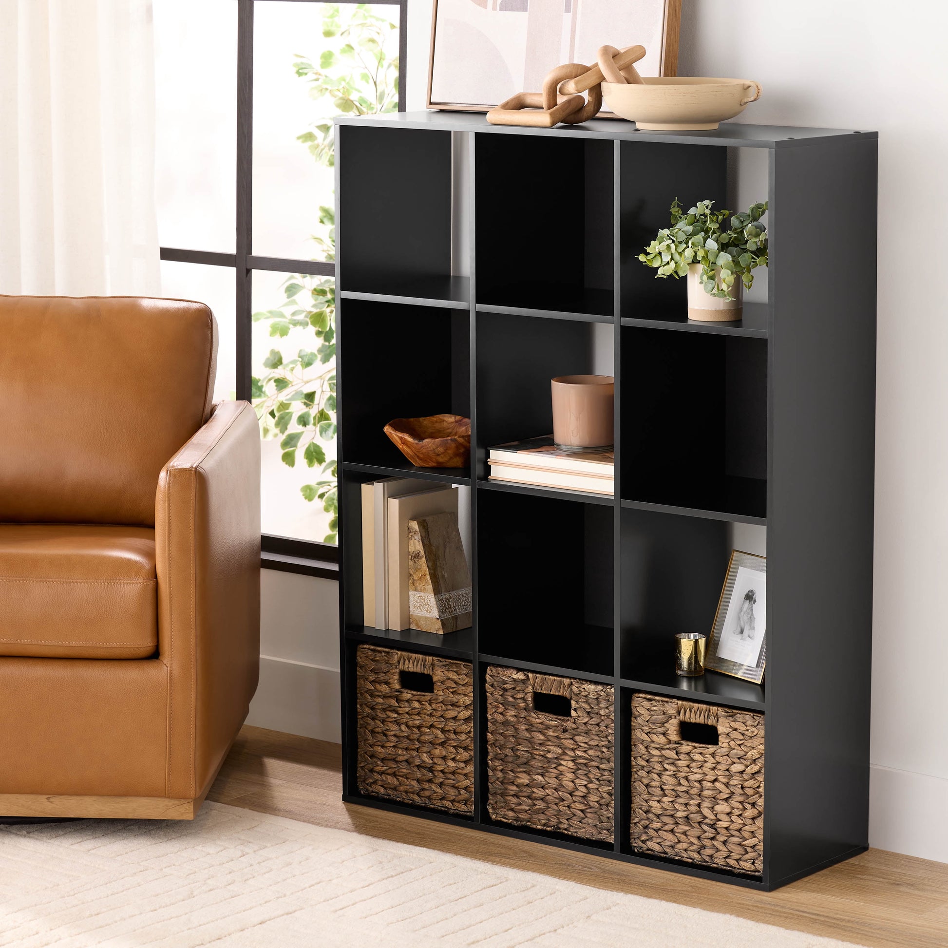 Mainstays 12 Cube Storage Organizer, Black