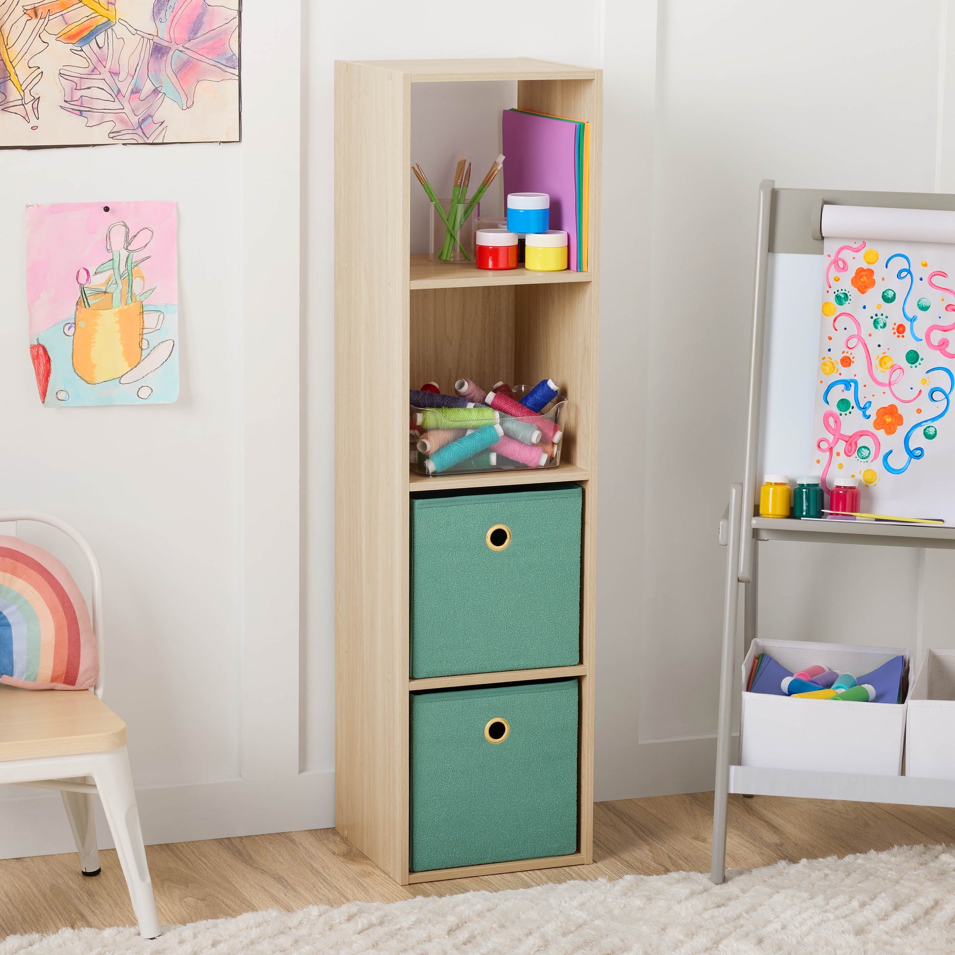 Mainstays 4 Cube Vertical Storage Organizer, Spring Pine