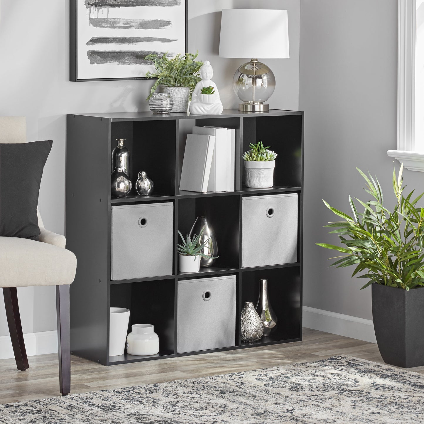 Mainstays 9 Cube Storage Organizer, Black