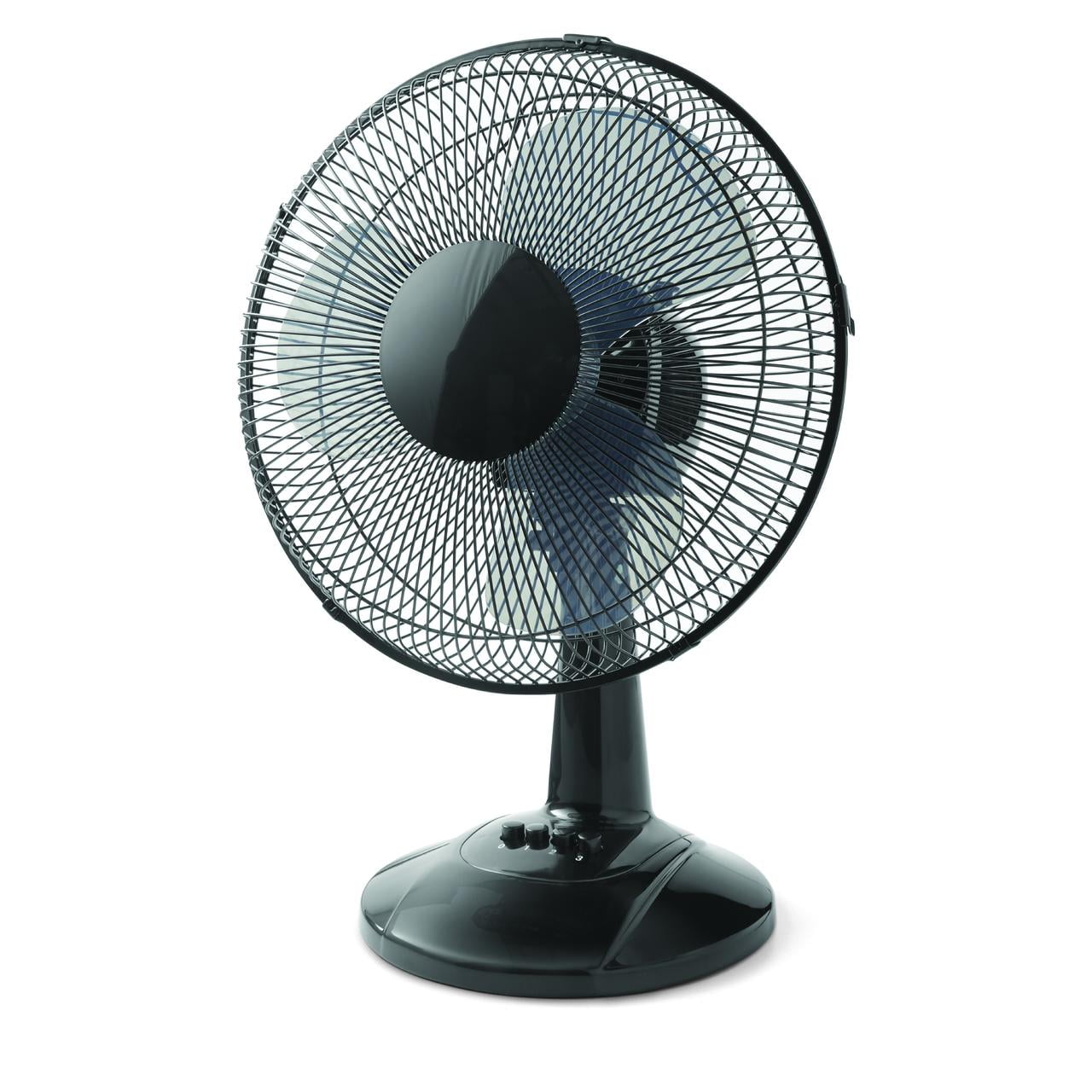 Mainstays 12-Inch Table Fan with Adjustable 3-Speed Settings and Oscillation, Black, FT30-8MBB