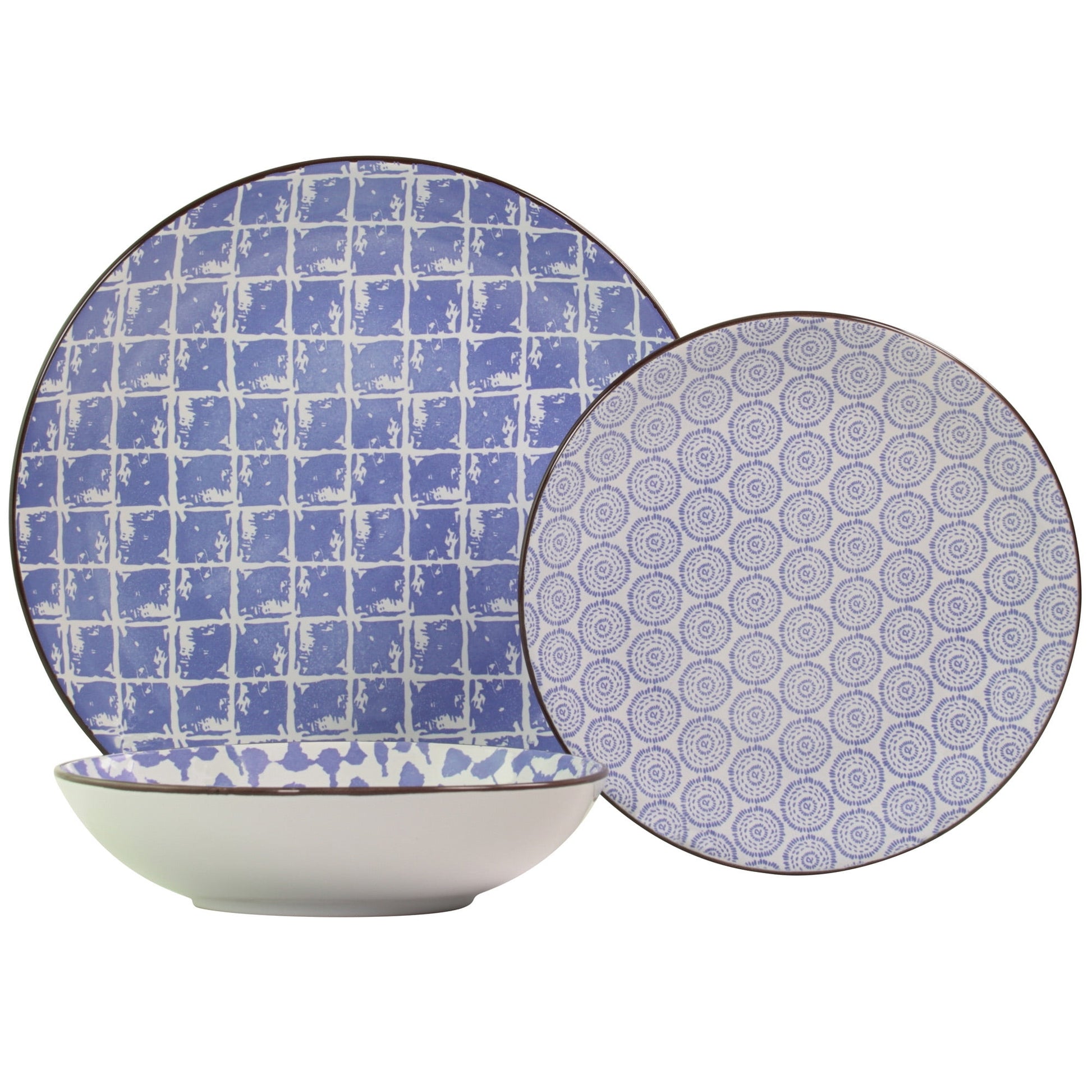 Mainstays 12-Piece Stoneware Dinnerware Set, Blue