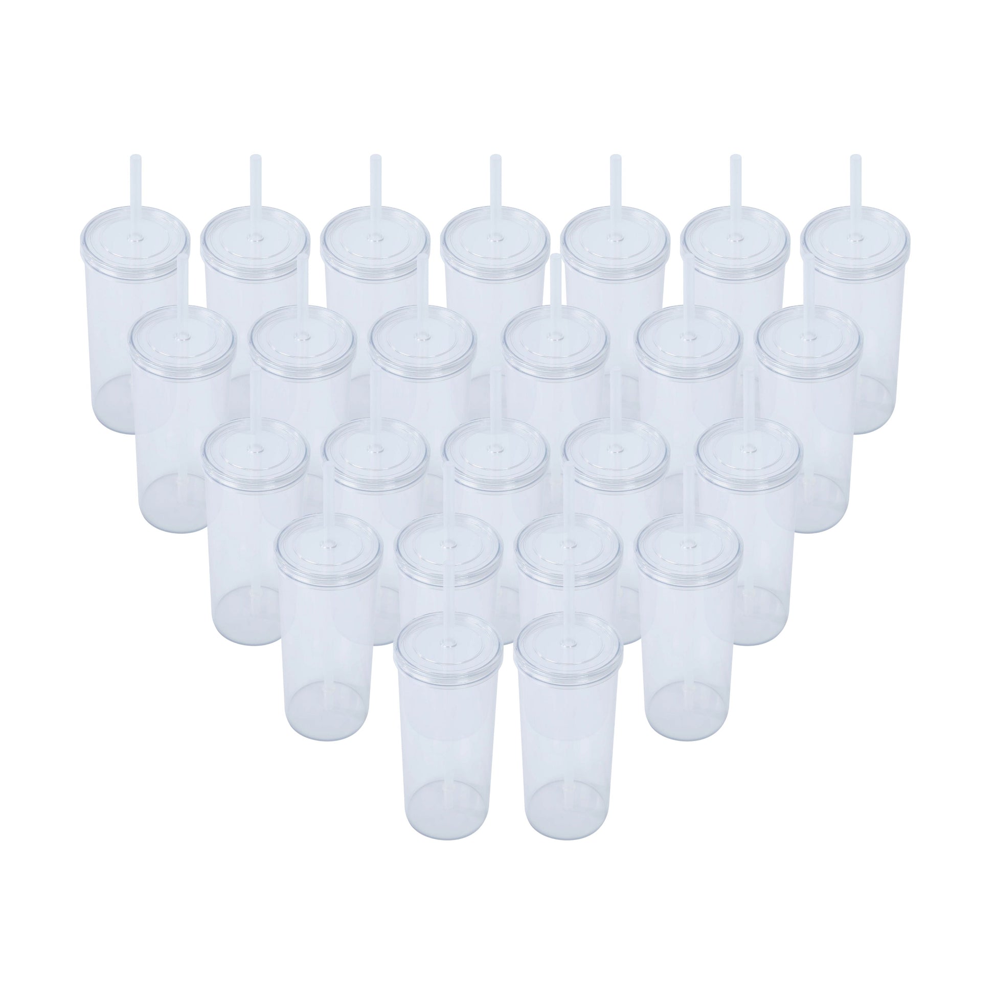 (5 pack) 20-ounce Clear Plastic Tumbler with Screw Top Lid and Straw, by Mainstays