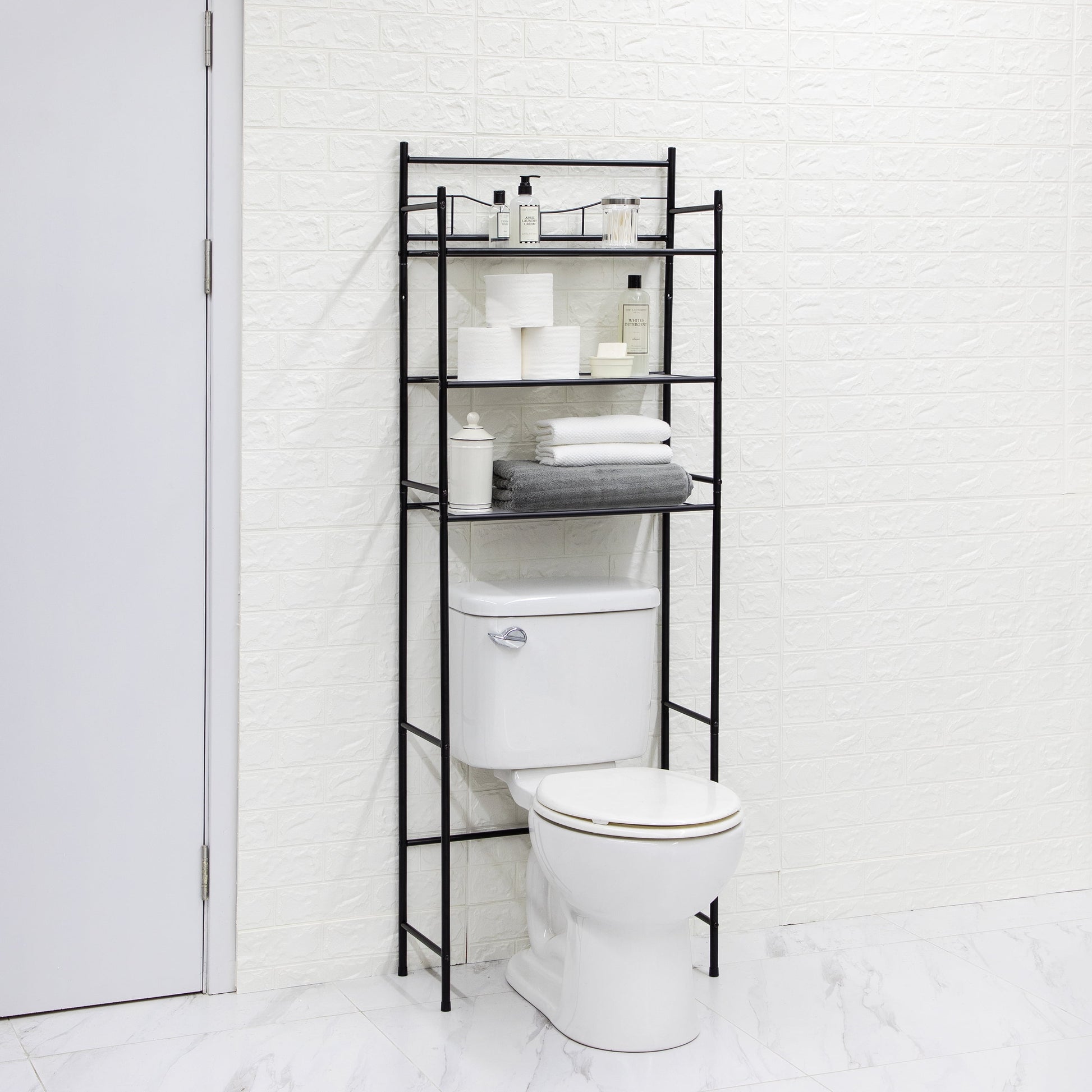 Mainstays Over-The-Toilet 3-Shelf Bathroom Storage Unit, Black Steel