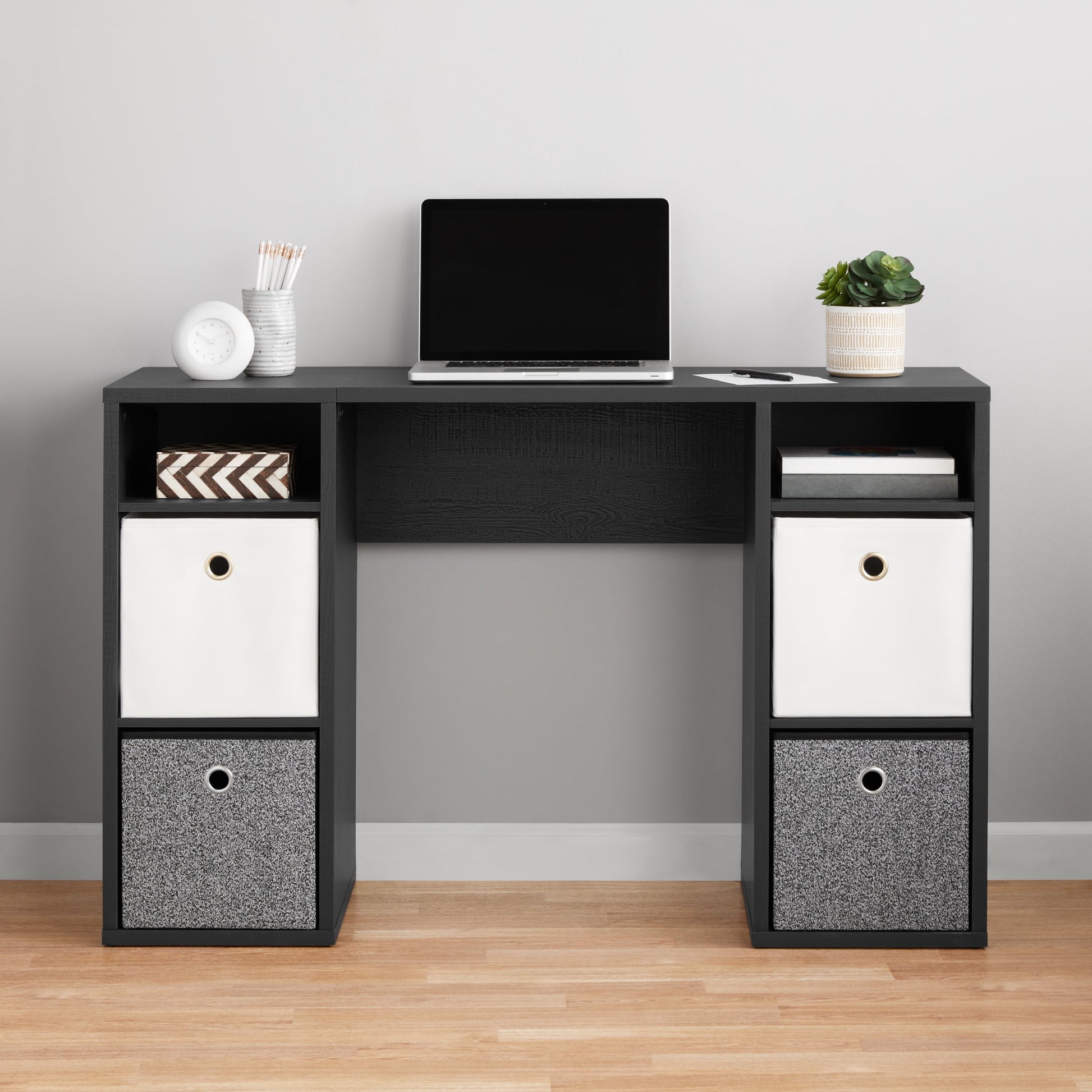 Mainstays 4-Cube Storage Desk, Black