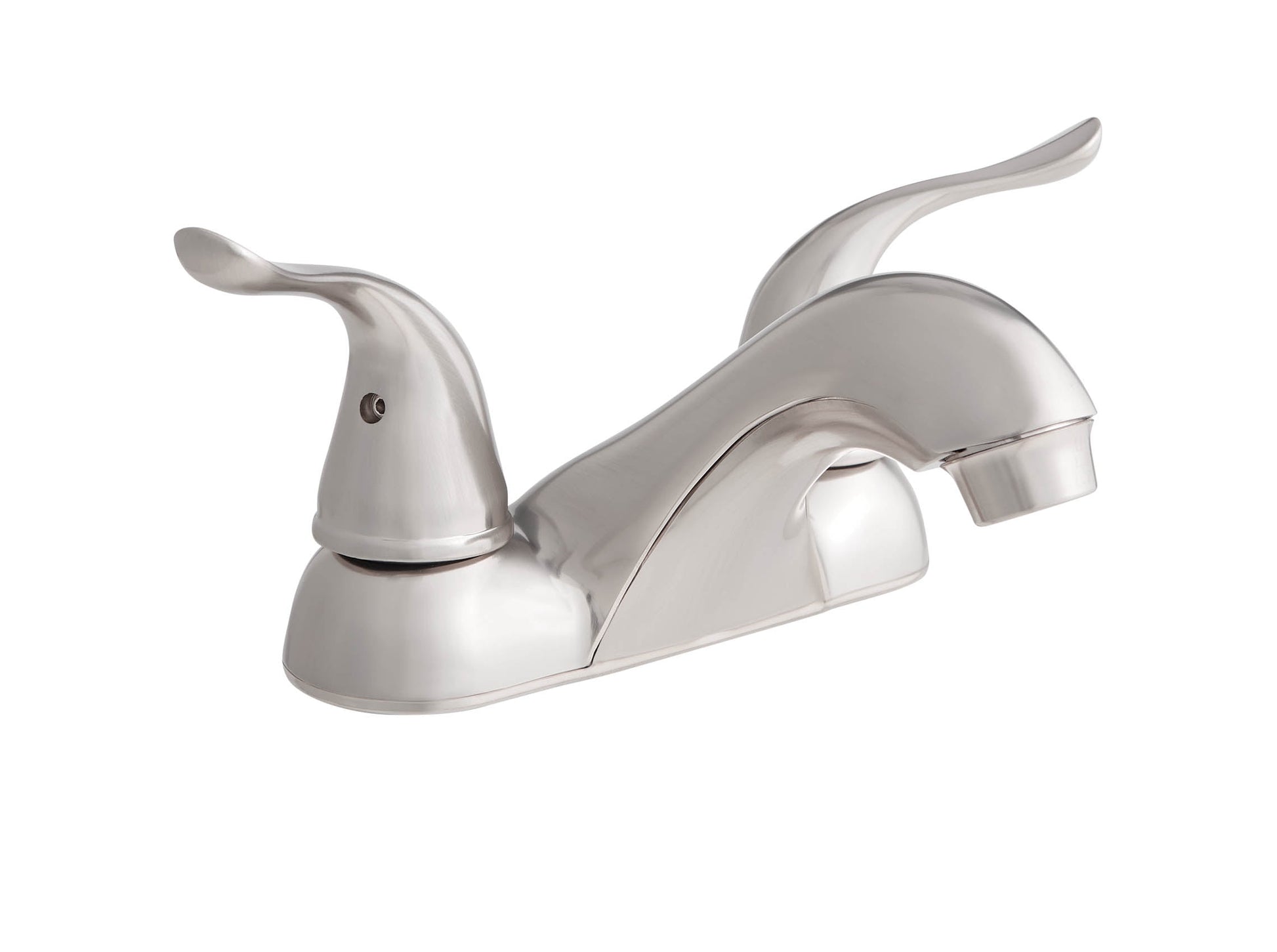 Mainstays 4-inch Centerset Bathroom Faucet with Push Pop-up, Dual Handle, Satin Nickel