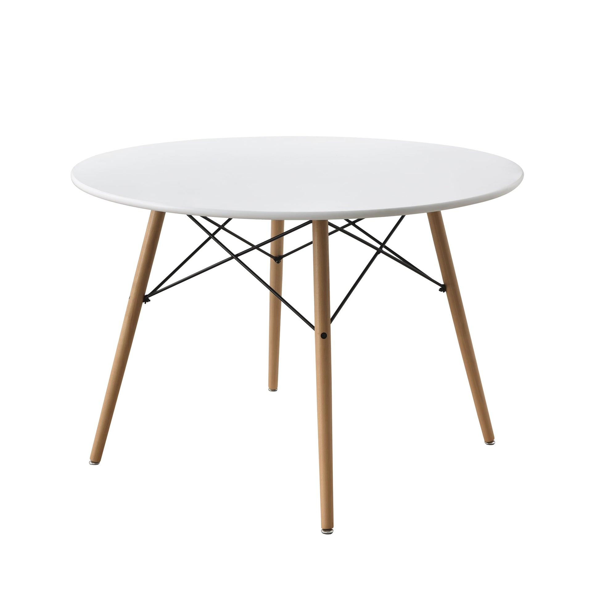 Mainstays 42 Inch Round Modern Wood Dining Table, Mid-Century Style, Beech and White
