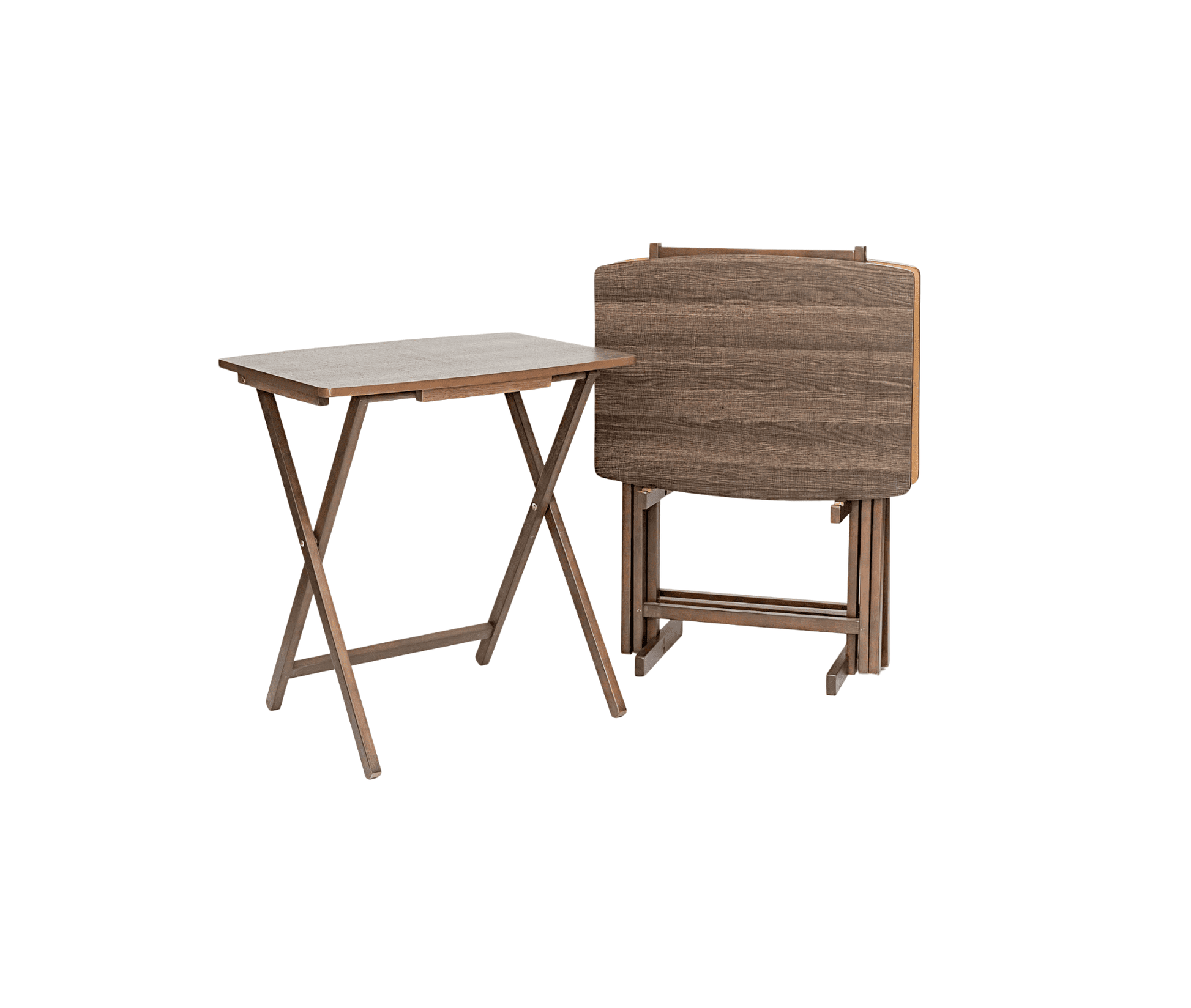 Mainstays XL Juego de 4 Mesas Bandeja de TV Plegables de Madera de Caucho de Gran TamaÃ±o de 5 Piezas con Estante de Almacenamiento, Espresso