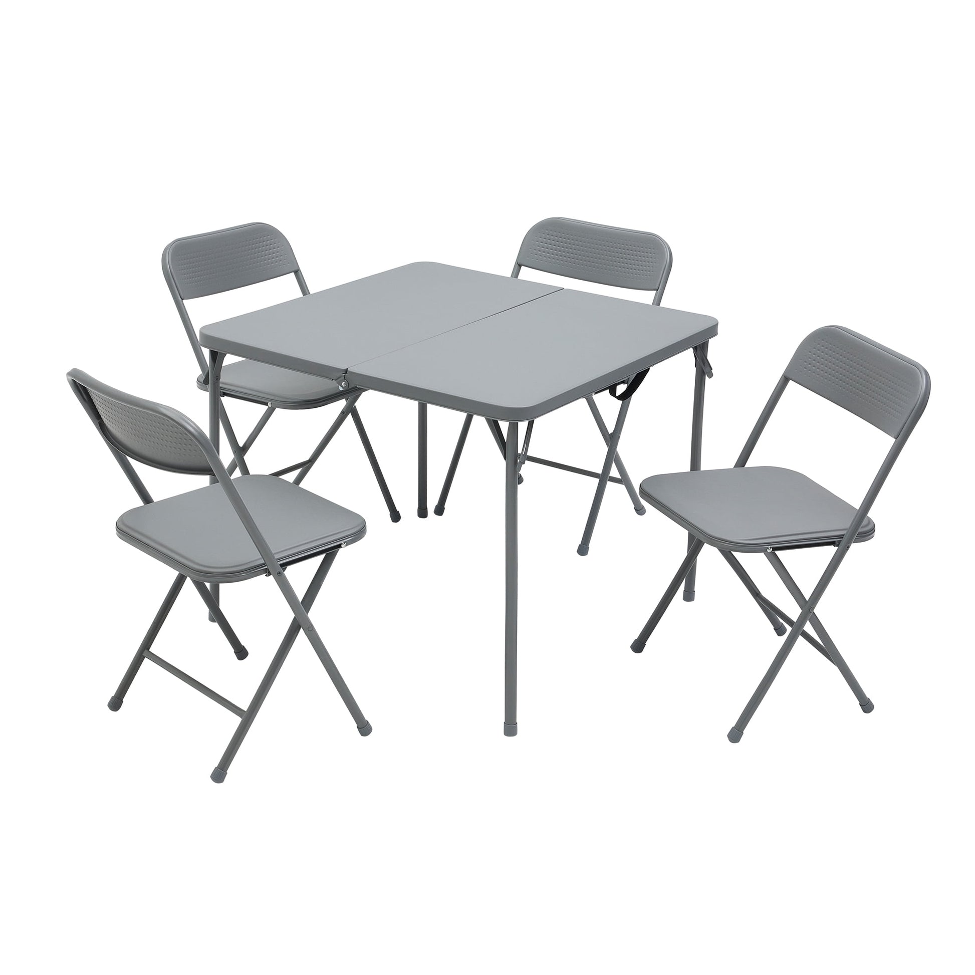 Mainstays 5-Piece 34" Square Centerfold Folding Card Table and 4 Folding Chairs Set, Gray