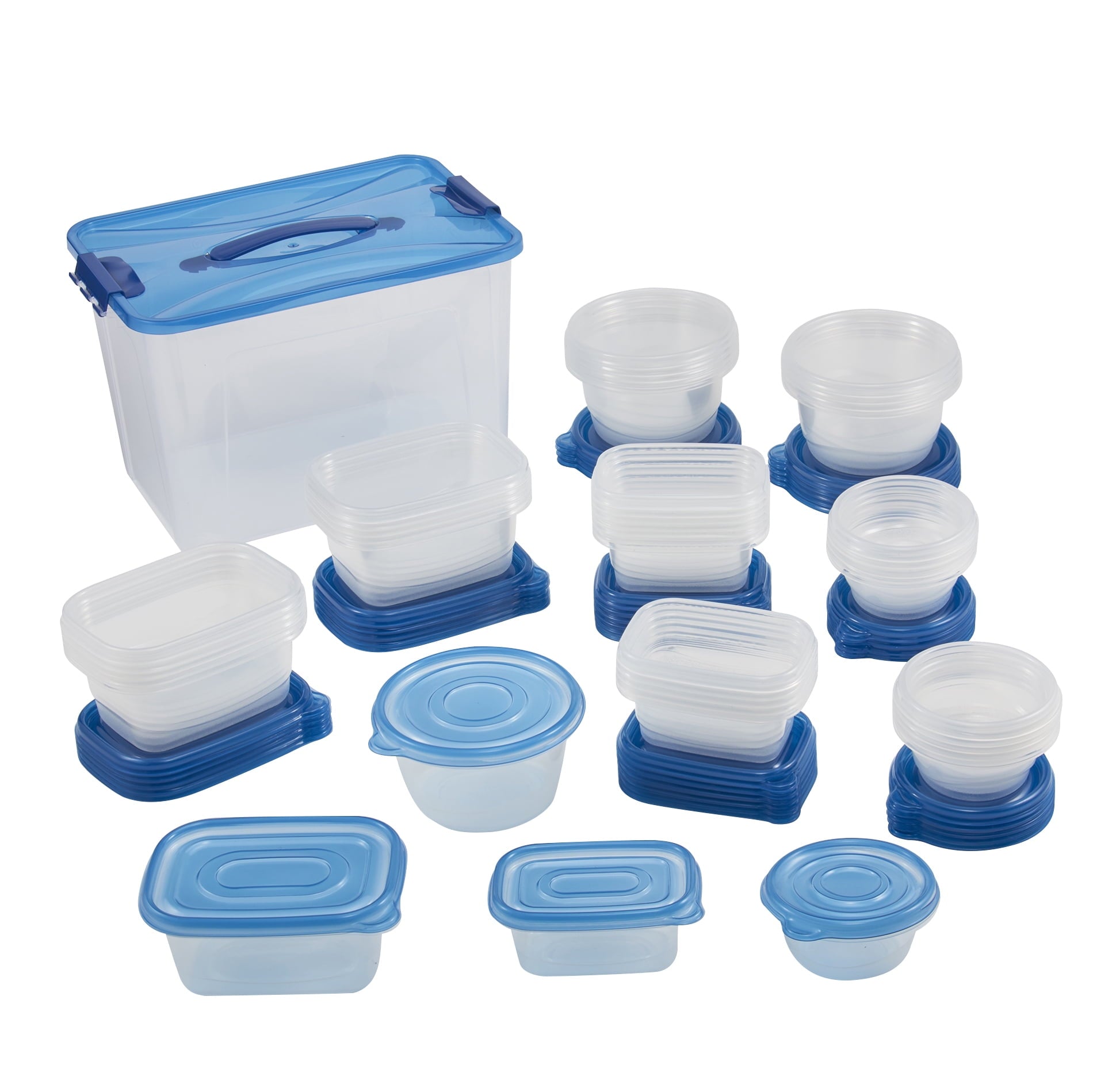 Mainstays Semi Durable 92pc Plastic Food Storage Container set, Ideal Use for Refrigeration Storage and Organization, Meal Prep, and Batch Cooking
