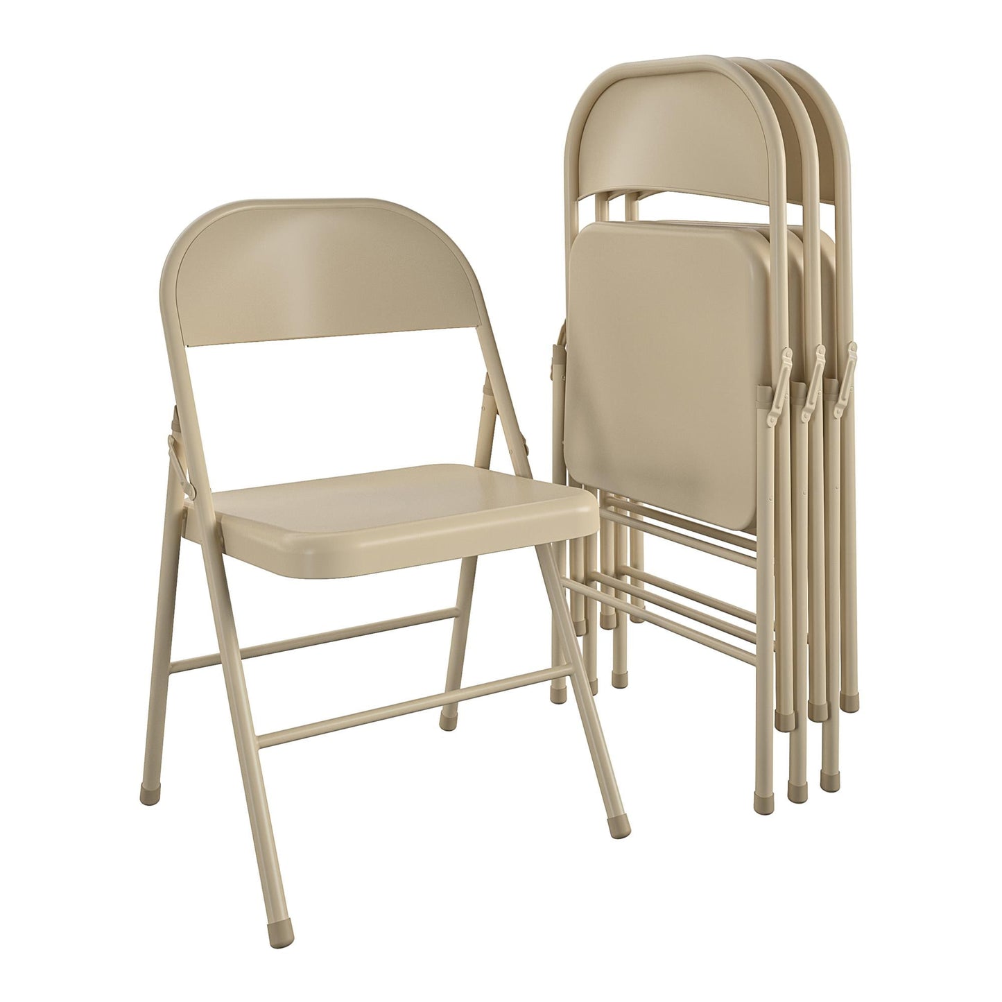 Mainstays All-Steel Metal Folding Chair, Beige (Set of 4)