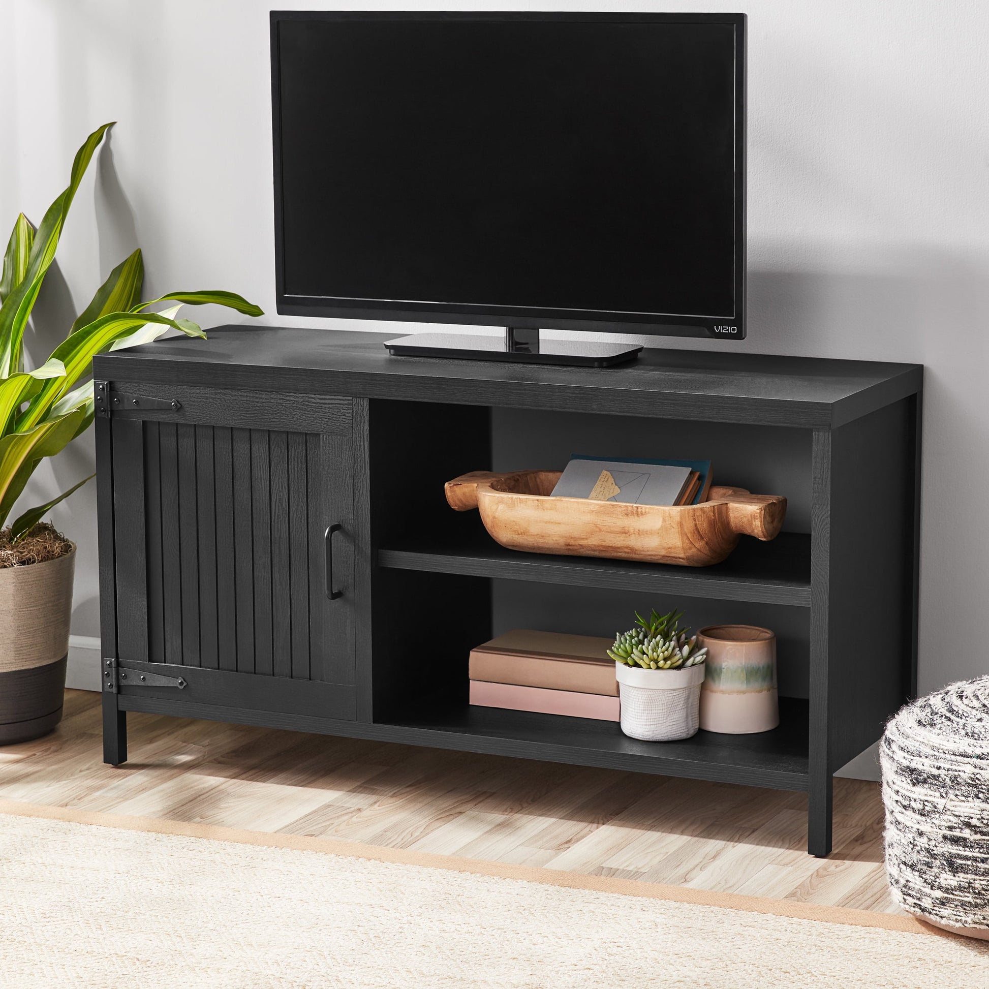 Mainstays Farmhouse TV Stand para TVs de hasta 50", Negro