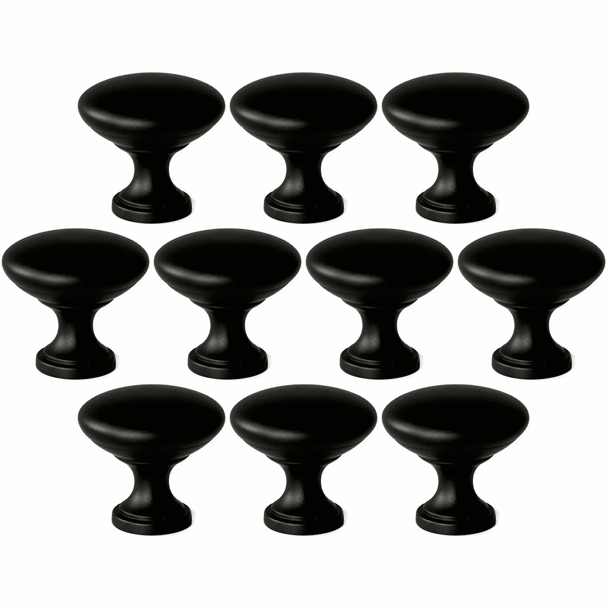 Mainstays Matte Black Round Mushroom Knob, Steel, 10 Pack