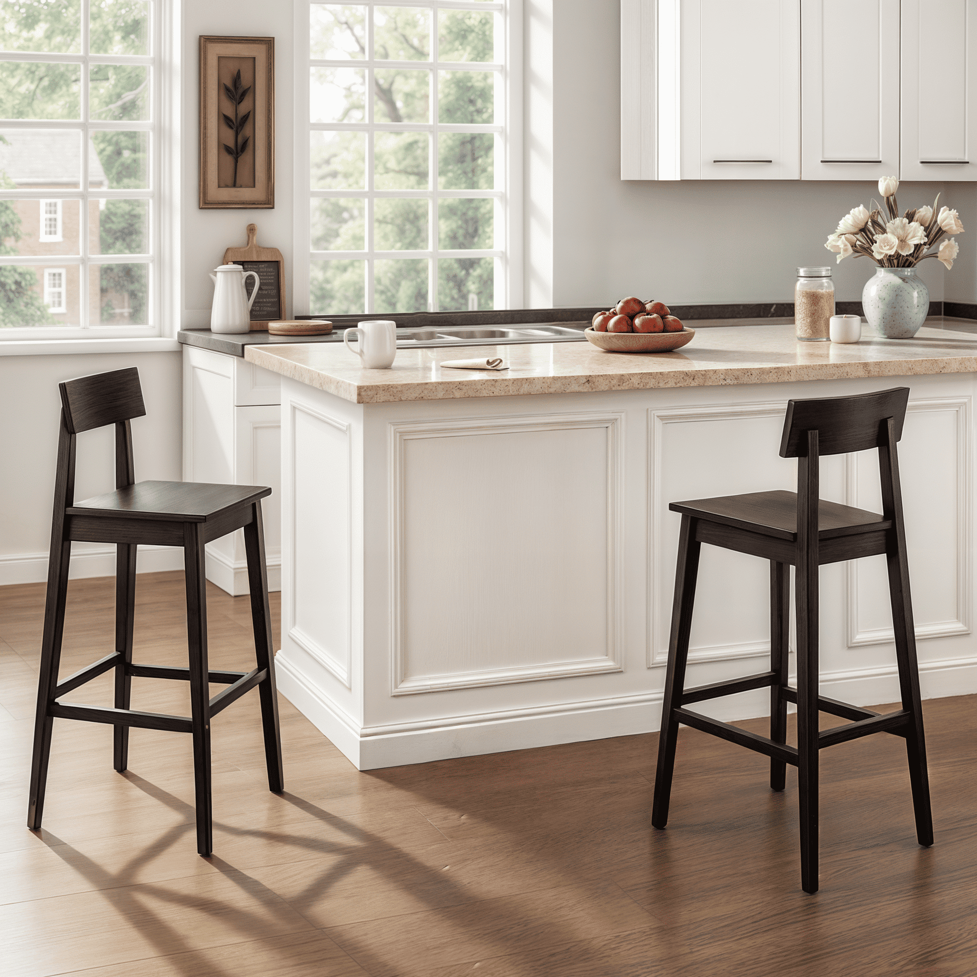 Mainstays 25-inch Wooden Barstool, 2-Piece Set, Black