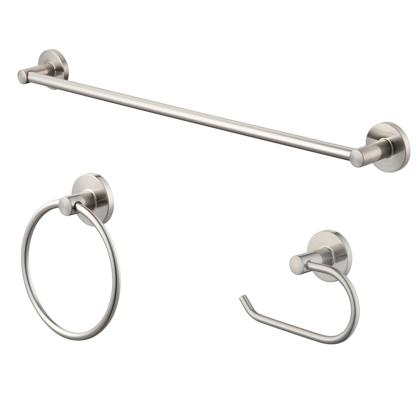 Mainstays Modern Round 3-Piece Bath Accessory Kit in Satin Nickel