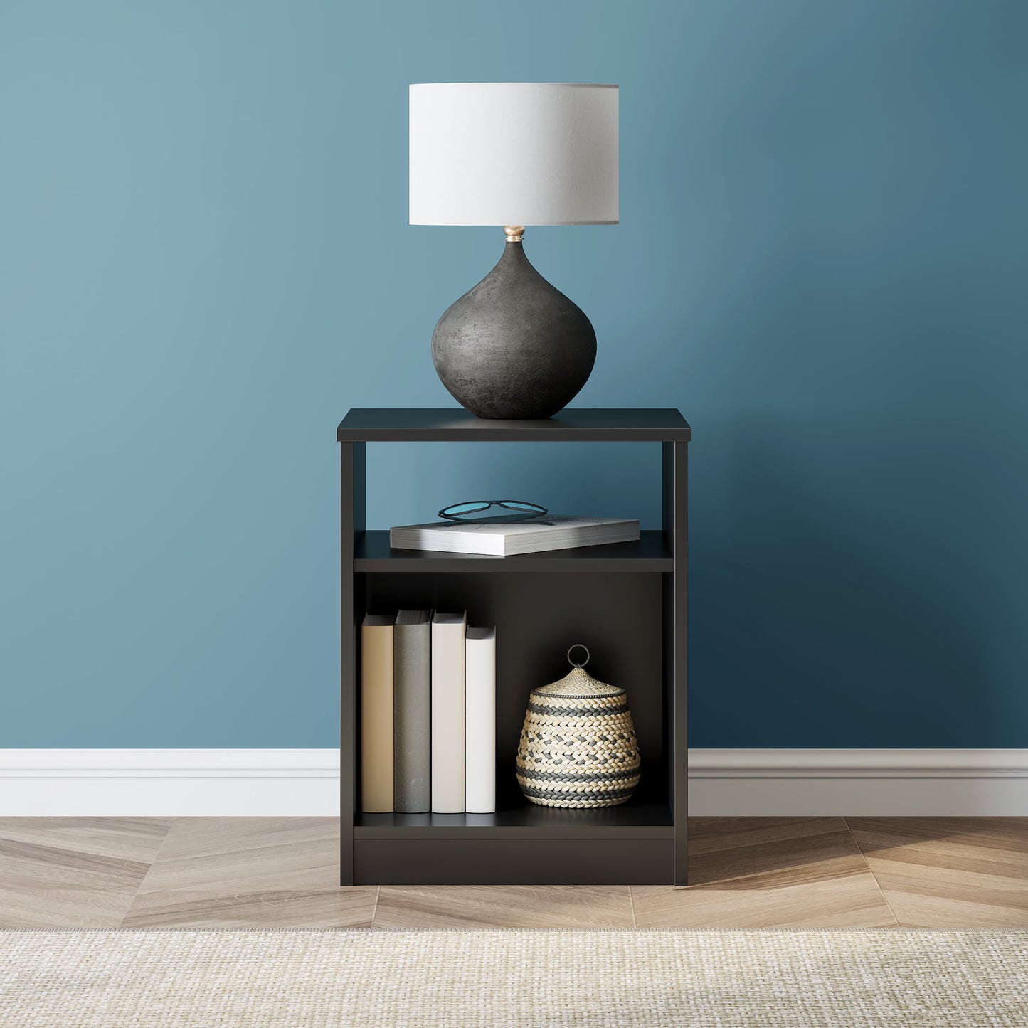 Mainstays Open Shelf Nightstand, Black