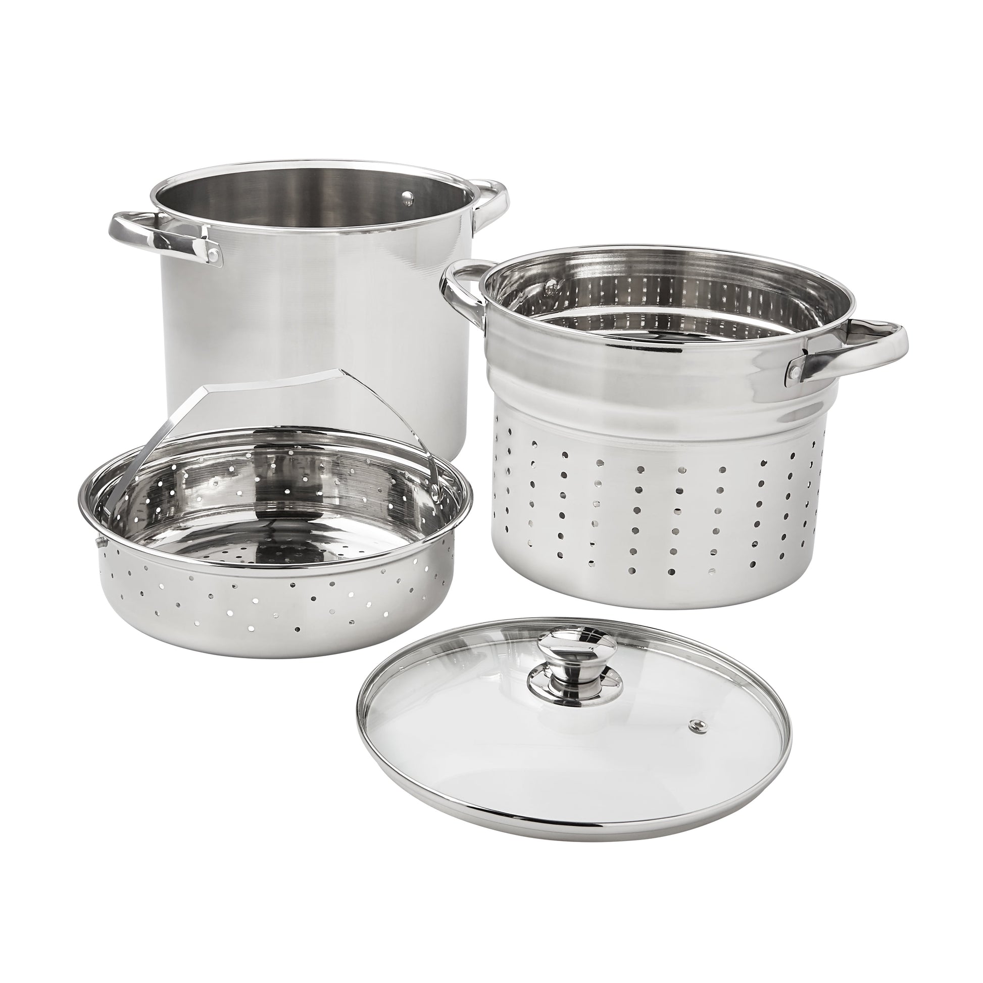 Mainstays Olla Multiusos de Acero Inoxidable de 4 Piezas y 8 Cuartos con Tapa de Vidrio