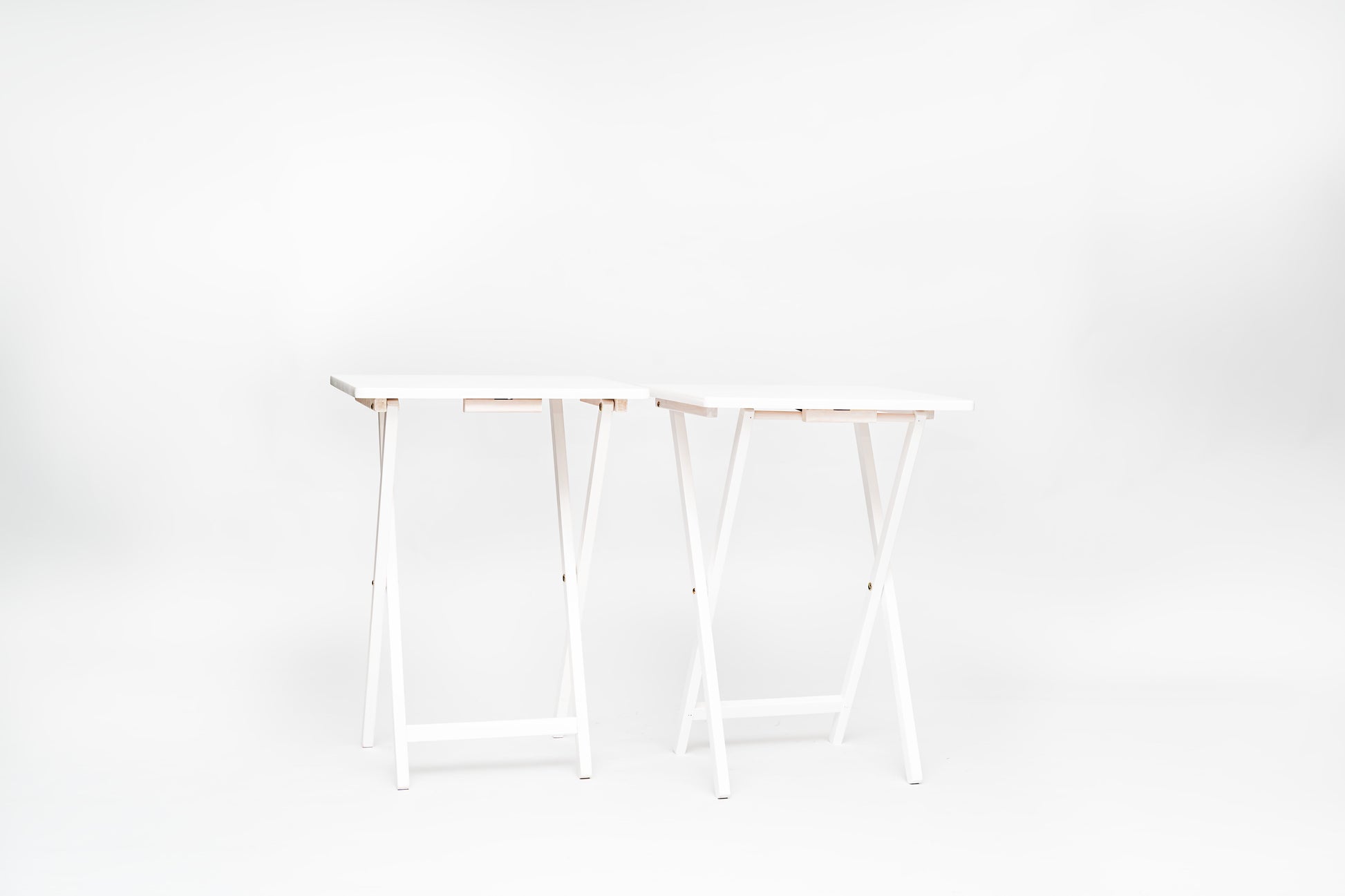 Mainstays Rubberwood Folding TV Tray Table, White (Set of 2)