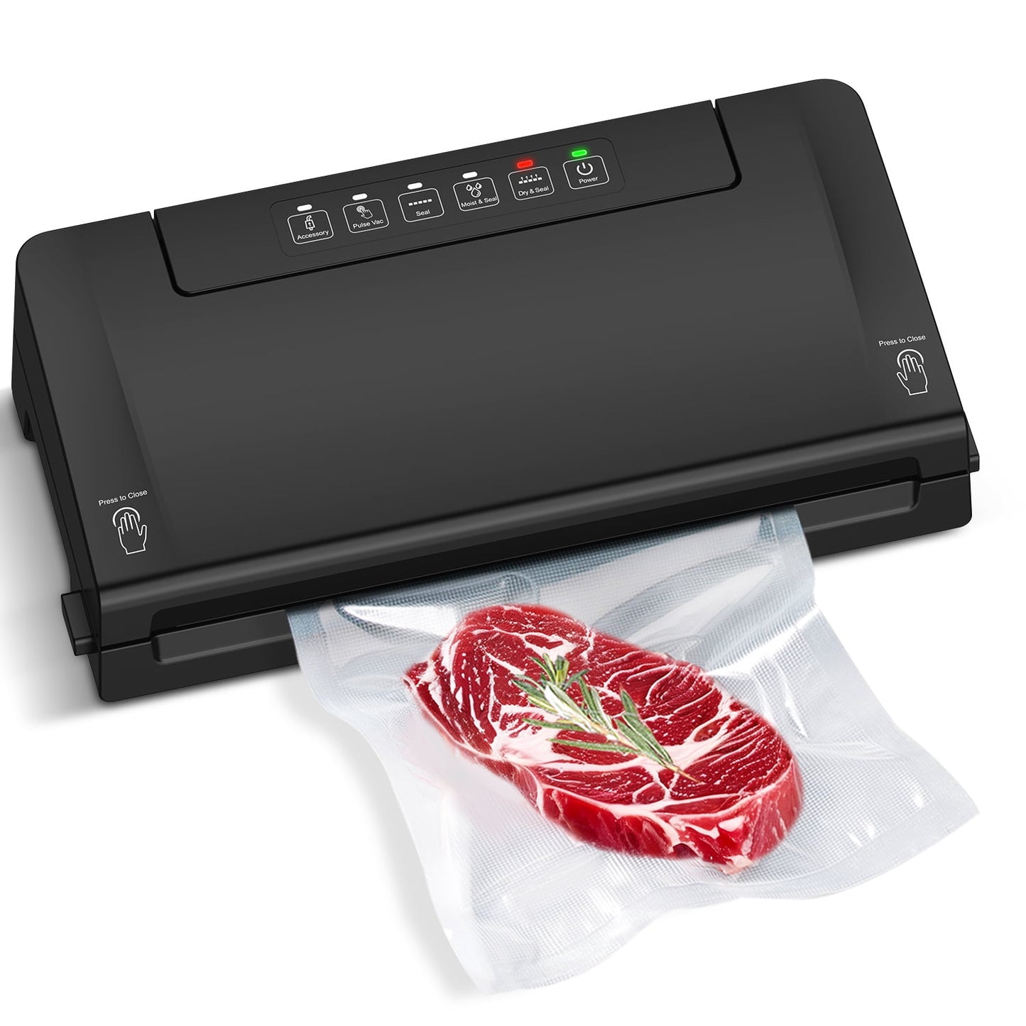 Mainstays Food Vacuum Sealer Machine, Powerful Multi-Mode Food Sealer With Built-In Bag Cutter & Storage, Accessory Port for Jars/Canisters, Includes (1) 11 in Roll, For Meal Prep & Freezer Storage
