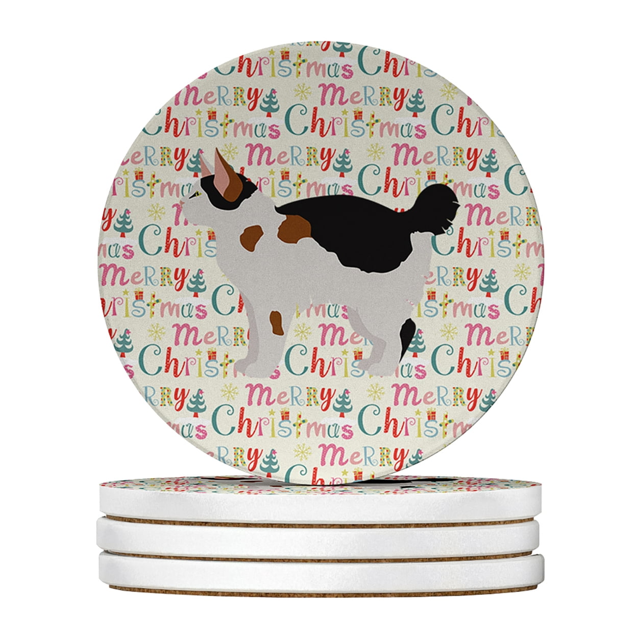 Manx #3 Cat Christmas Large Sandstone Coasters Pack of 4 4 in x 4 in
