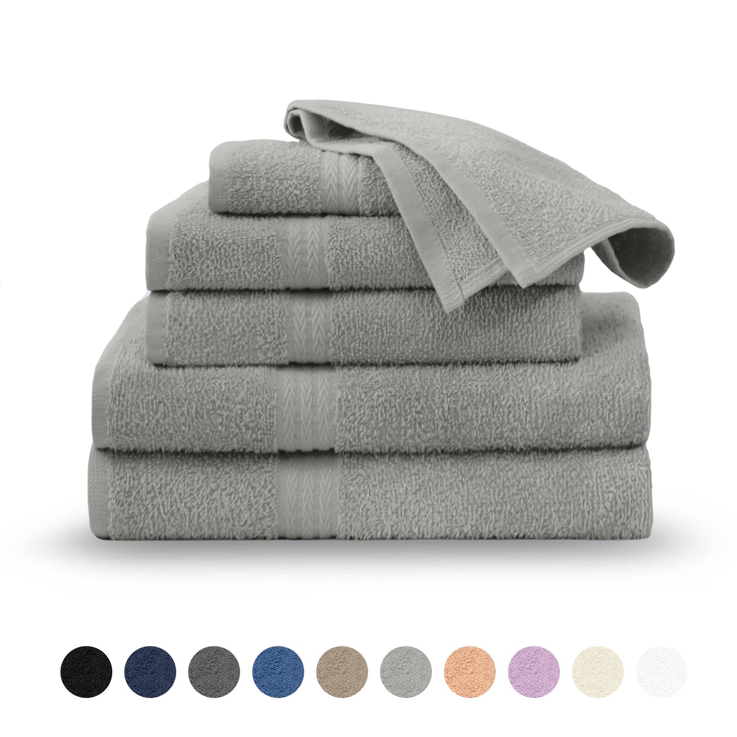 Martex Easy Living 6-Piece Cotton Towel Set, Soft & Quick-Dry Towels, Grey
