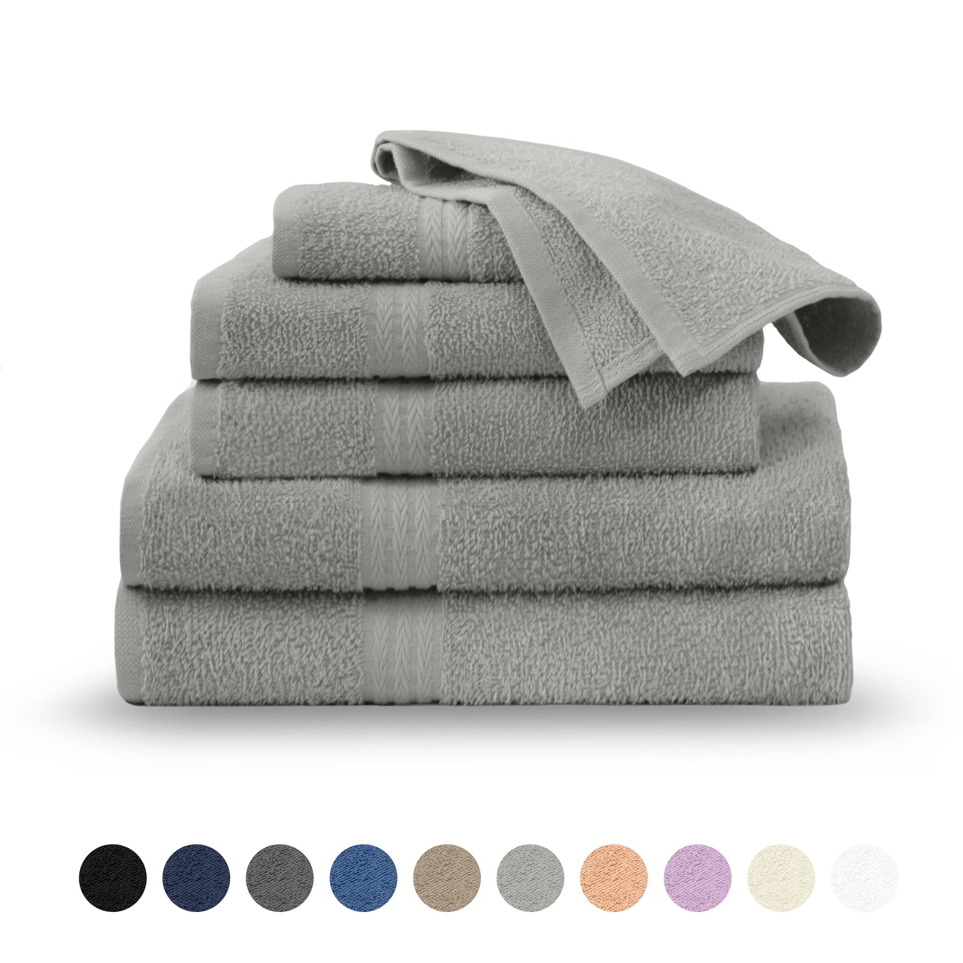 Martex Easy Living 6-Piece Cotton Towel Set, Soft & Quick-Dry Towels, Grey