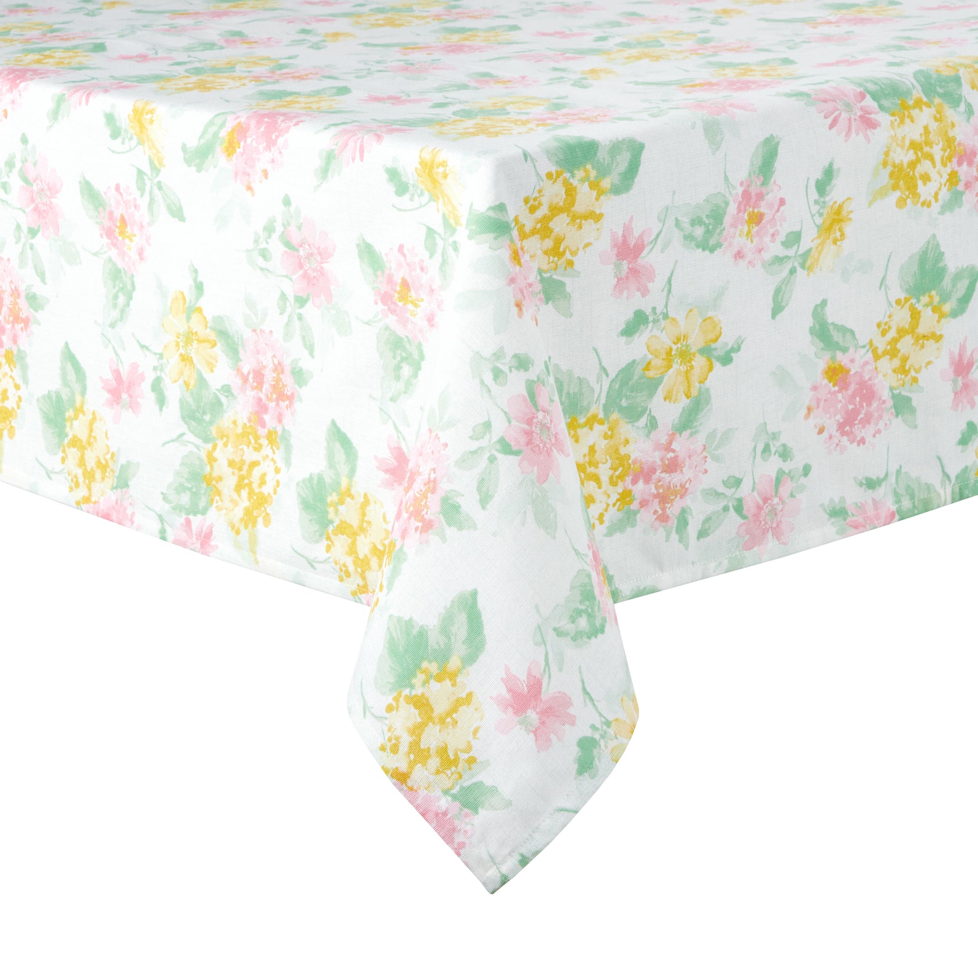 Martha Stewart Amber Floral Fabric Tablecloth Single Pack, Pink/Yellow, 60"x120"