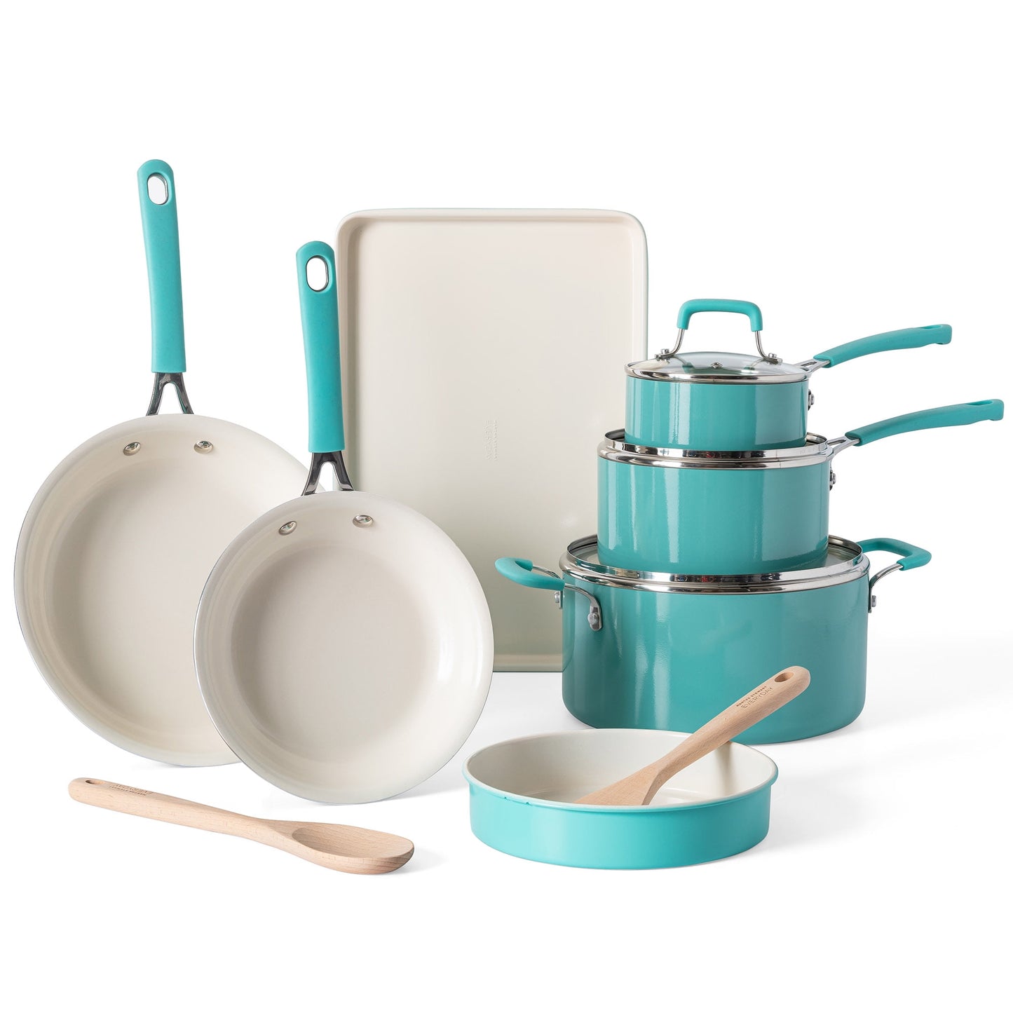 Juego de Utensilios de Cocina de Aluminio de 12 Piezas, Color Turquesa