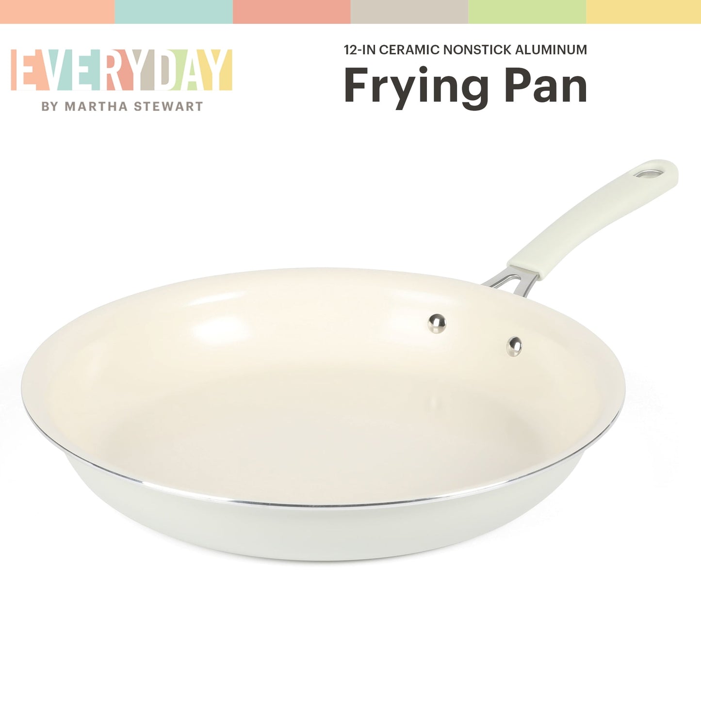 Martha Stewart Everyday Charlemont 12-inch Nonstick Saute Fry Pan with Lid, Linen