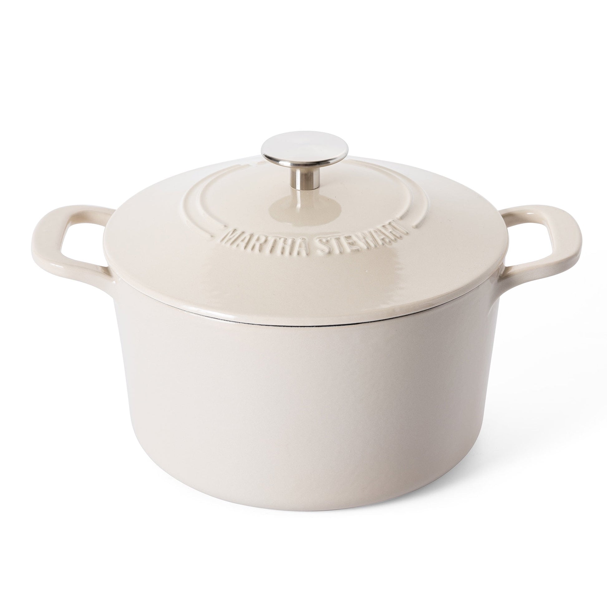 Martha Stewart Everyday Horno HolandÃ©s de Hierro Fundido Esmaltado de Lino de 4 Cuartos Eastwick