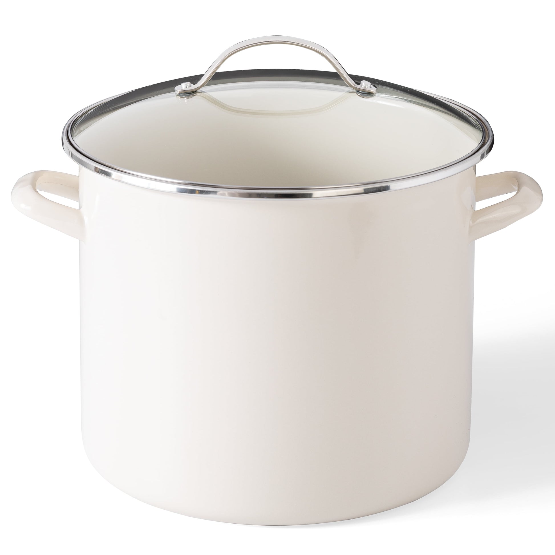 Martha Stewart Haverhill Olla de 12 Cuartos de Esmalte Apta para Horno con Tapa de Vidrio, Lino