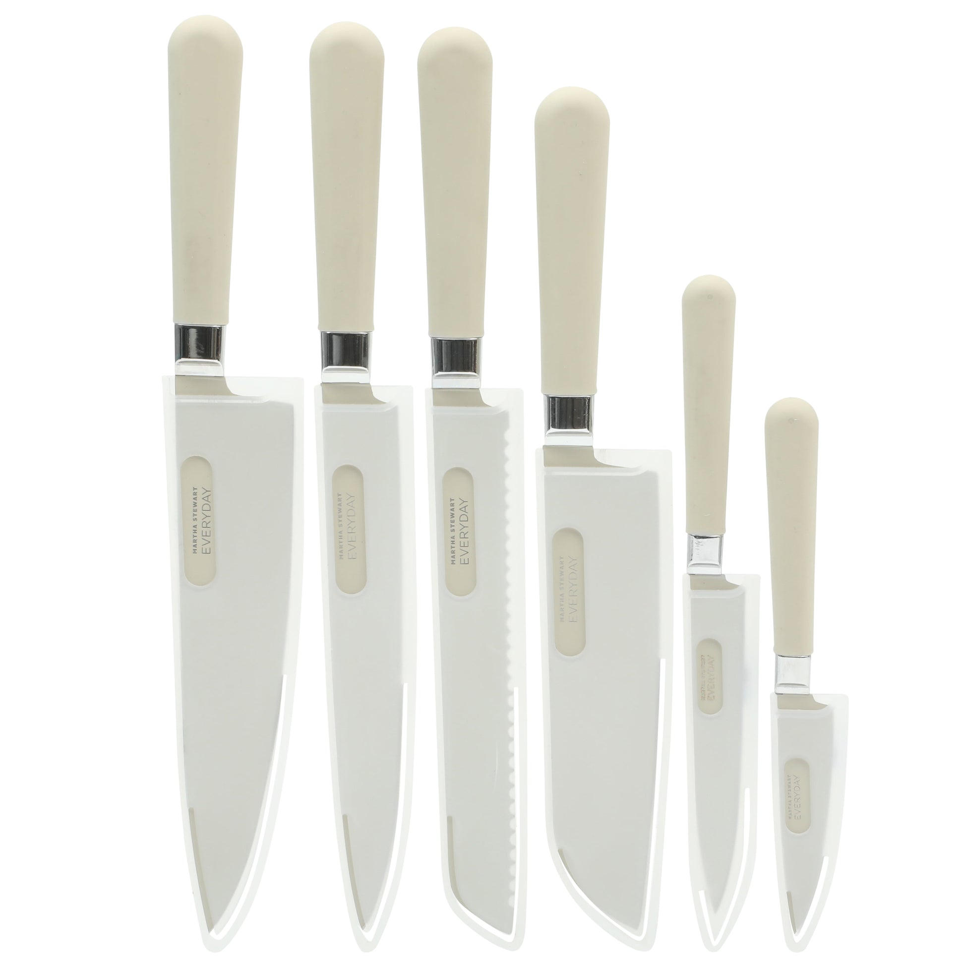 Martha Stewart Everyday Stainless Steel 6-Piece Kitchen Knife Set with Sheath, Black