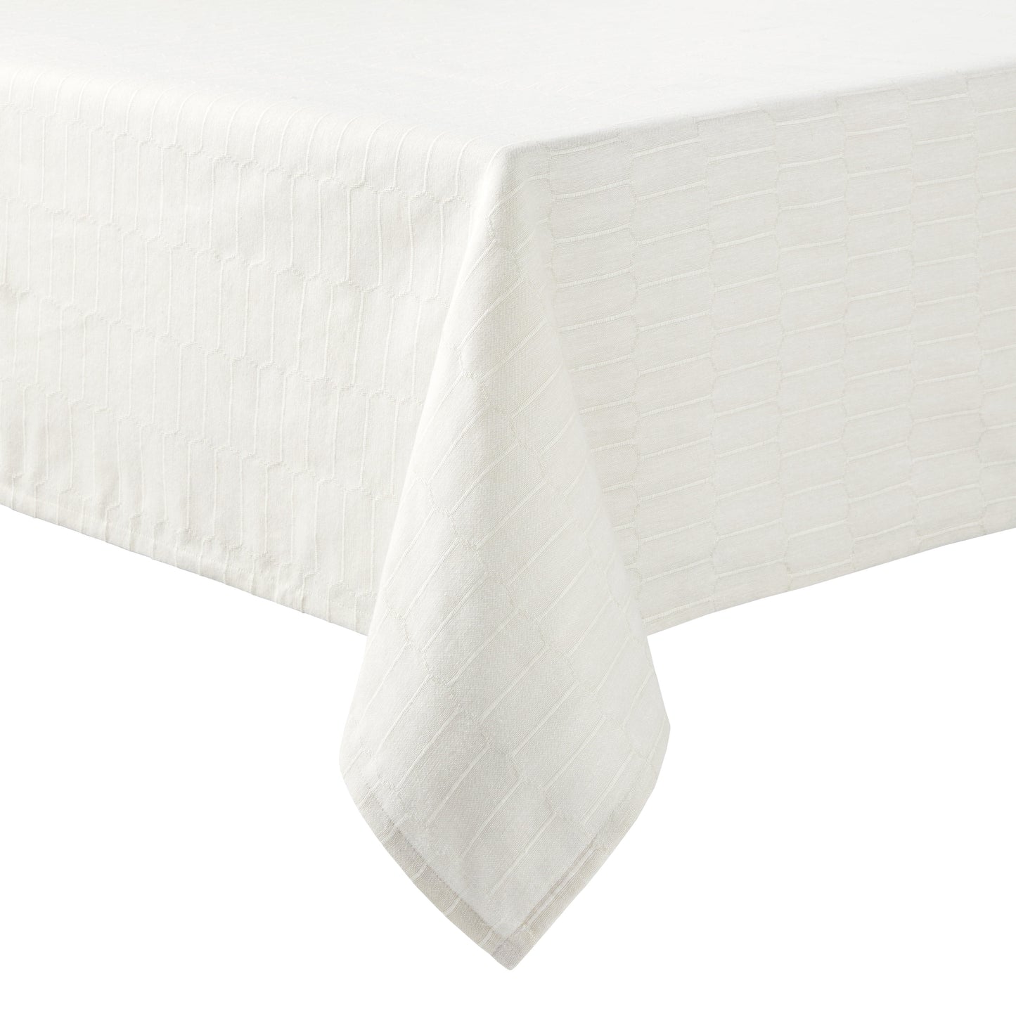 Martha Stewart Honeycomb Modern Farmhouse Fabric Tablecloth, Beige, 60"x84"