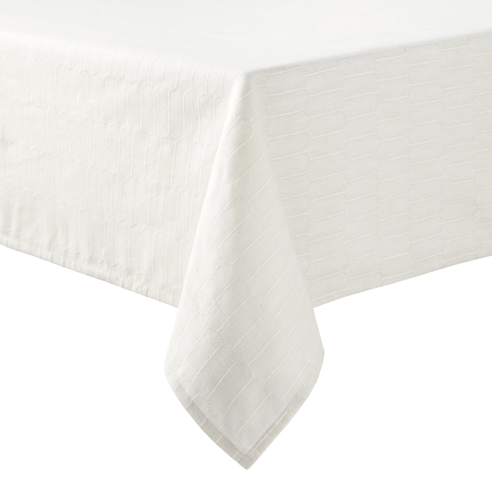 Martha Stewart Honeycomb Modern Farmhouse Fabric Tablecloth, Beige, 60"x84"