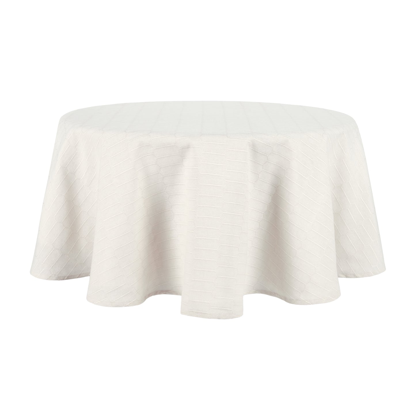 Martha Stewart Honeycomb Modern Farmhouse Fabric Tablecloth, Beige, 70" Round