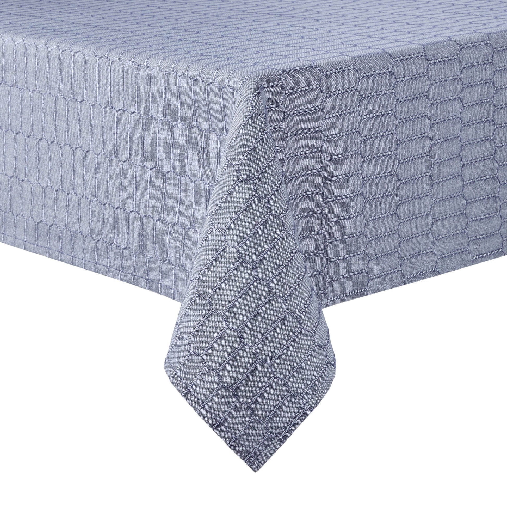 Martha Stewart Honeycomb Modern Farmhouse Fabric Tablecloth, Blue, 60"x84"