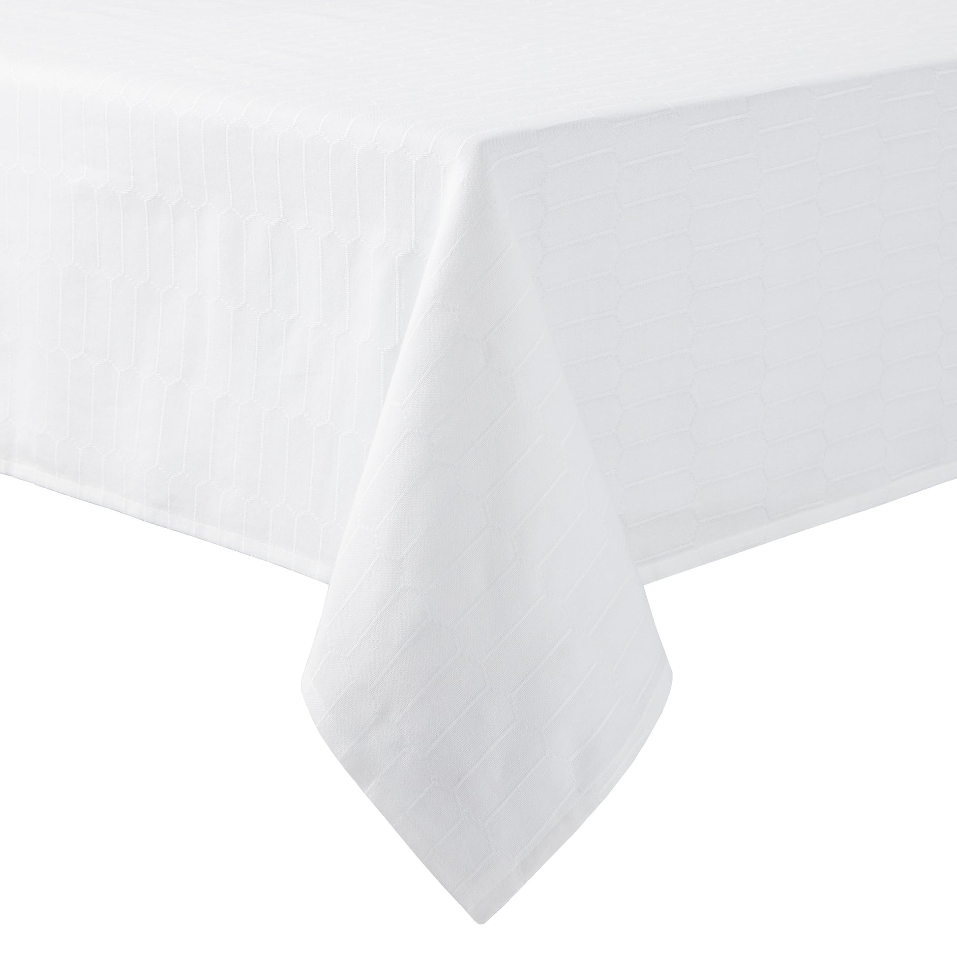 Martha Stewart Honeycomb Modern Farmhouse Fabric Tablecloth, White, 60"x84"