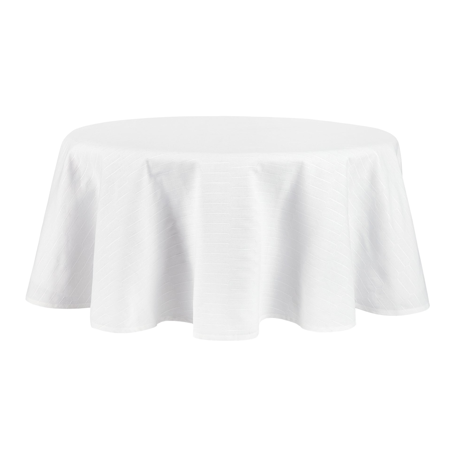 Martha Stewart Honeycomb Modern Farmhouse Fabric Tablecloth, White, 70" Round