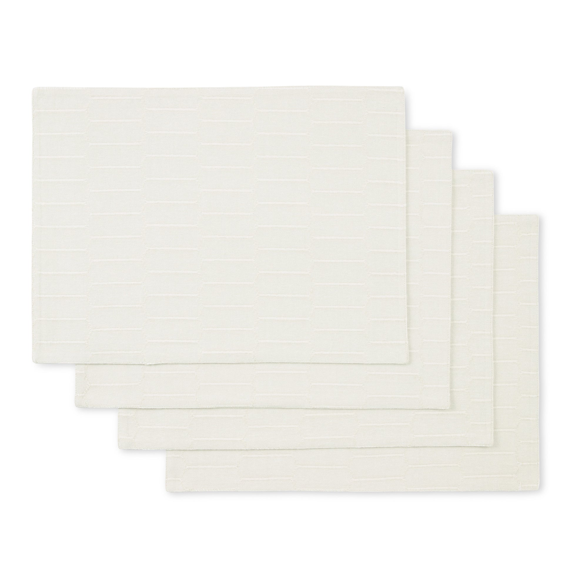 Martha Stewart Honeycomb Modern Farmhouse Reversible Fabric Placemat 4-Pack Set, Beige, 13"x17.5"