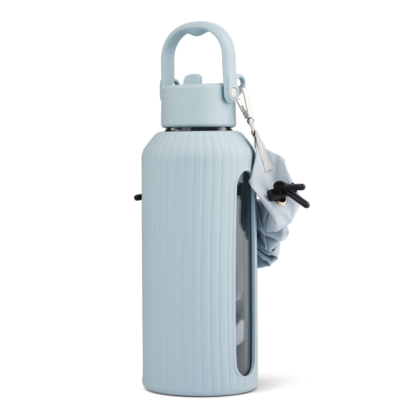 Mary Lawless Lee x TAL 32oz Glass Vista Water Bottle with Ribbed Sleeve and Strap, Blue