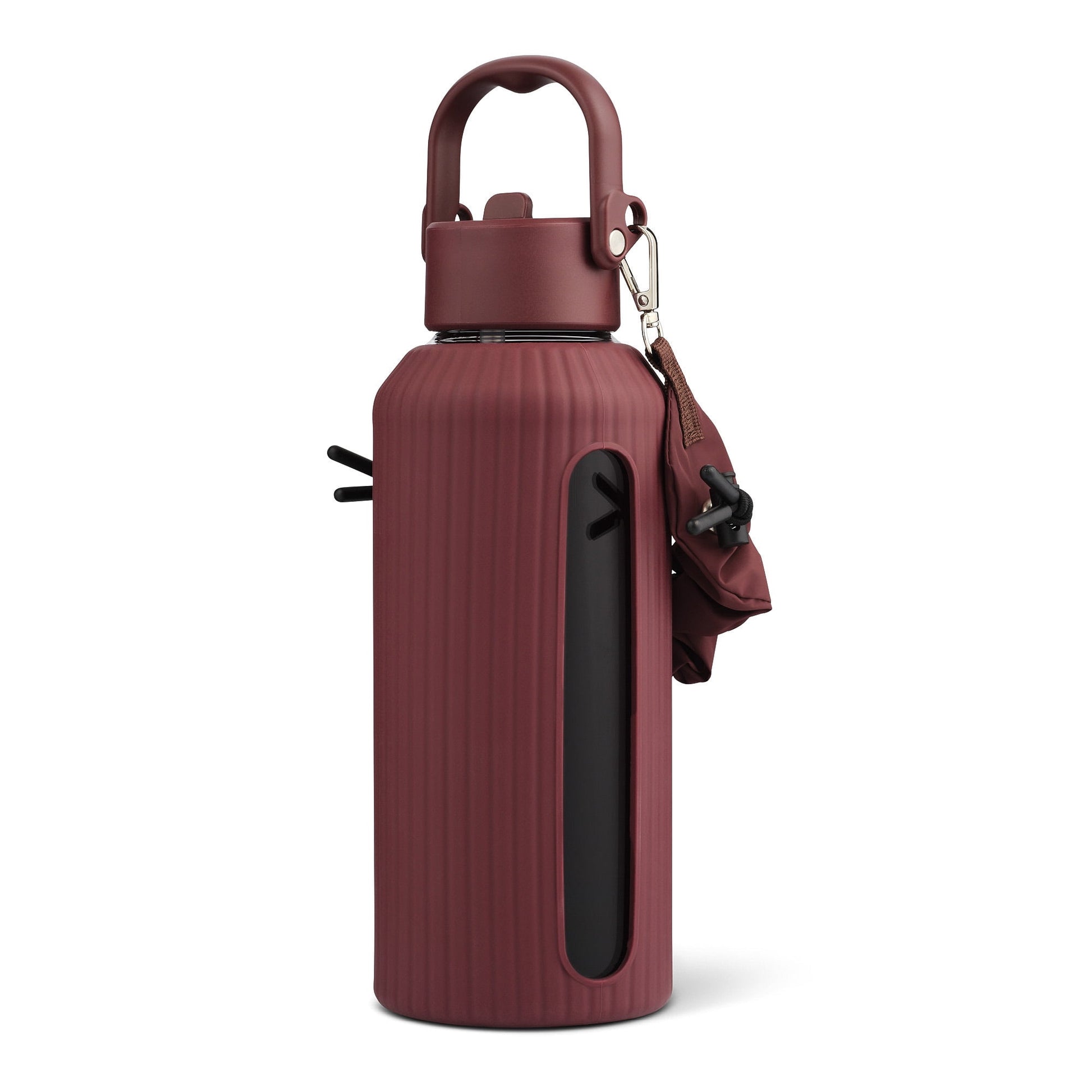 Mary Lawless Lee x TAL 32oz Glass Vista Water Bottle with Ribbed Sleeve and Strap, Oxblood
