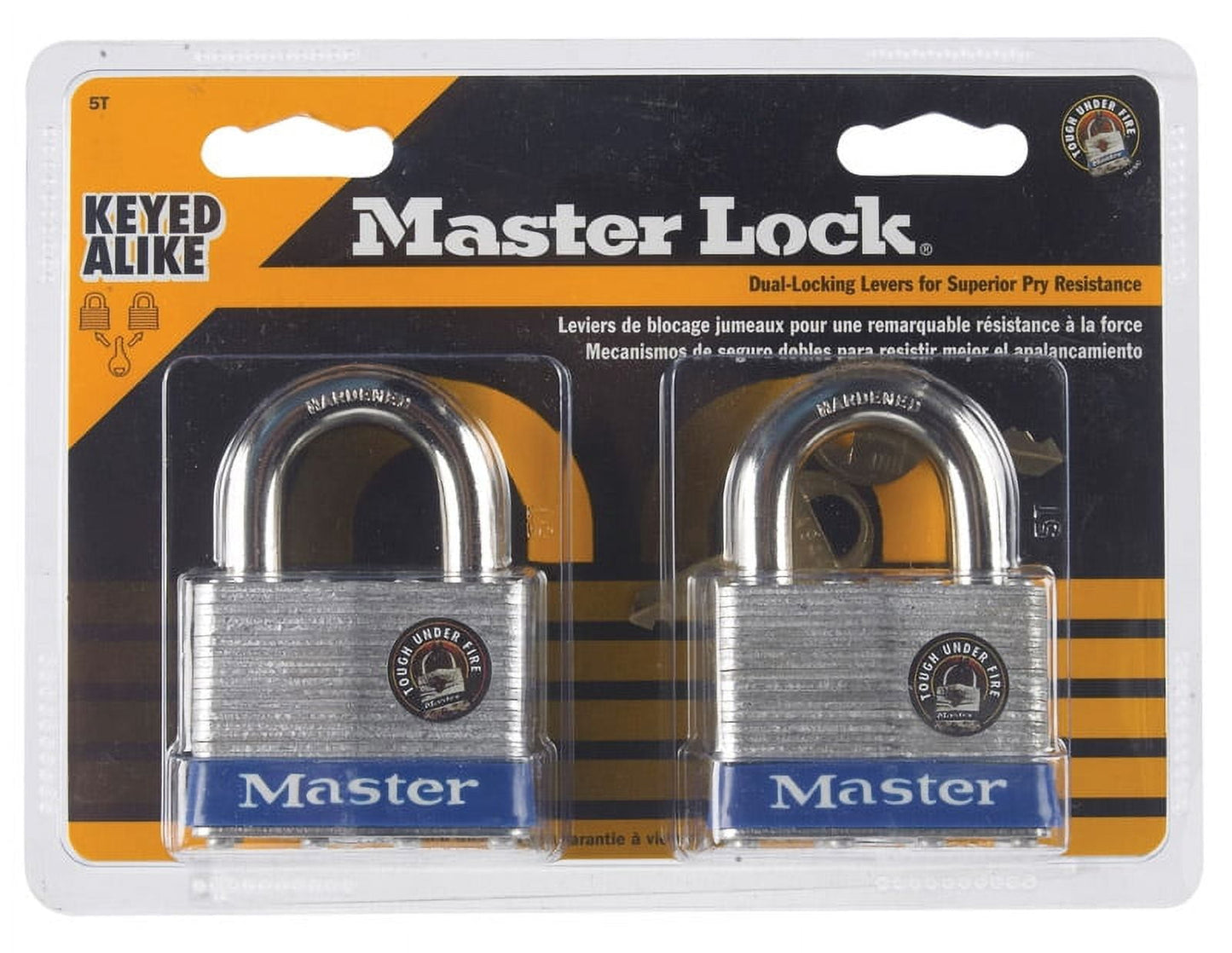 Master Lock 1-1/2" H x 7/8" W x 2" L Laminated Steel 4-Pin Cylinder Padlock 2 pk Keyed Alike