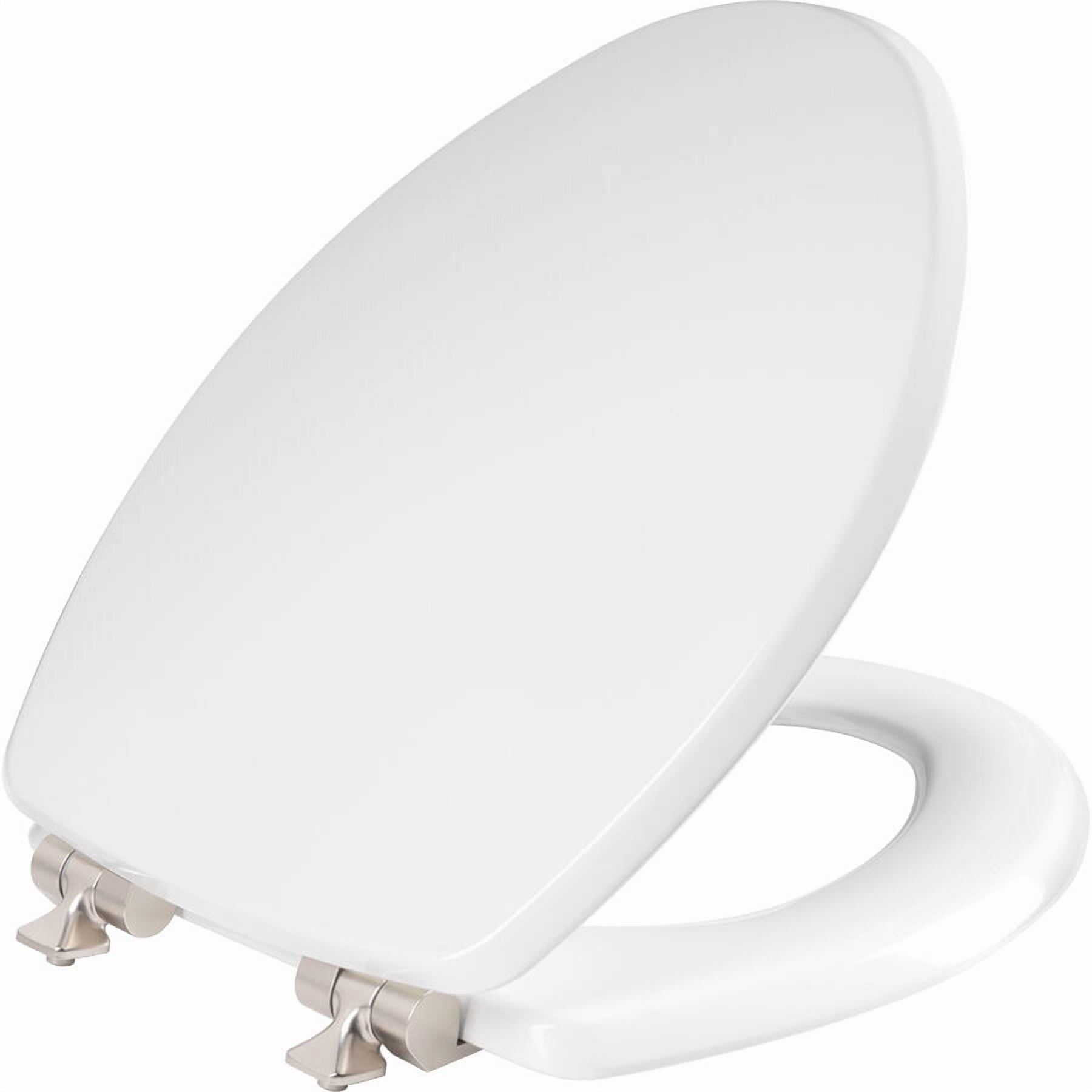 Mayfair Benton White Elongated Enameled Wood with StayÂ·Tite & WhisperÂ·Close Toilet Seat
